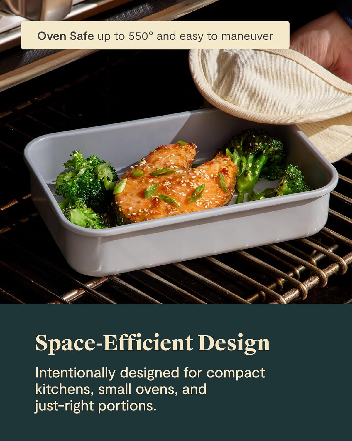 Caraway Nonstick 9” x 6.5” Small Rectangle Baking Pan – Non-Toxic, PTFE & PFOA Free – Aluminized Steel Core – Deep Ceramic Baking Pan for Casseroles, Lasagna & More - Slate