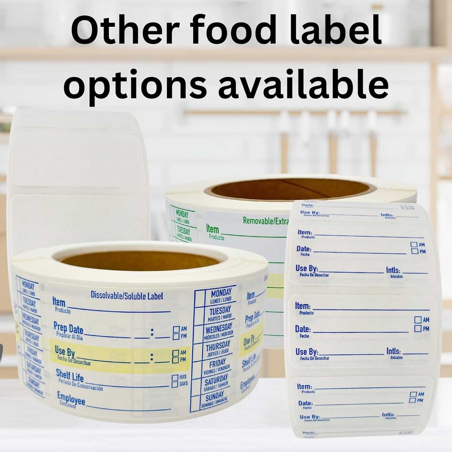 2x1 Removable Food Labels for Containers, 250 Freezer Food Labels Stickers, Bottle Labels for Storage Bins, Sticker Labels for Food Containers, Removable Labels Easy Peel Off (250, Green)