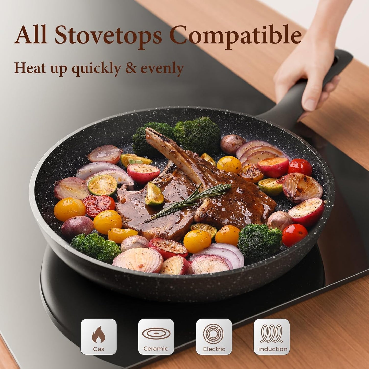 Non Stick Frying Pans,Skillets and Frying Pans for Egg,Deep Frying Pan Skillet,Omelette Pan,Nonstick Cooking Egg Pans,PFOA-free Non Toxic Frying Pan (10 Inch)