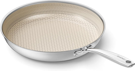 Redchef Hybrid Ceramic Nonstick 11-Inch Frying Pan with Stay-Cool Handle, Dishwasher & Oven Safe, Induction Compatible, Tri-Ply Stainless Steel & Aluminum, All Cooktops