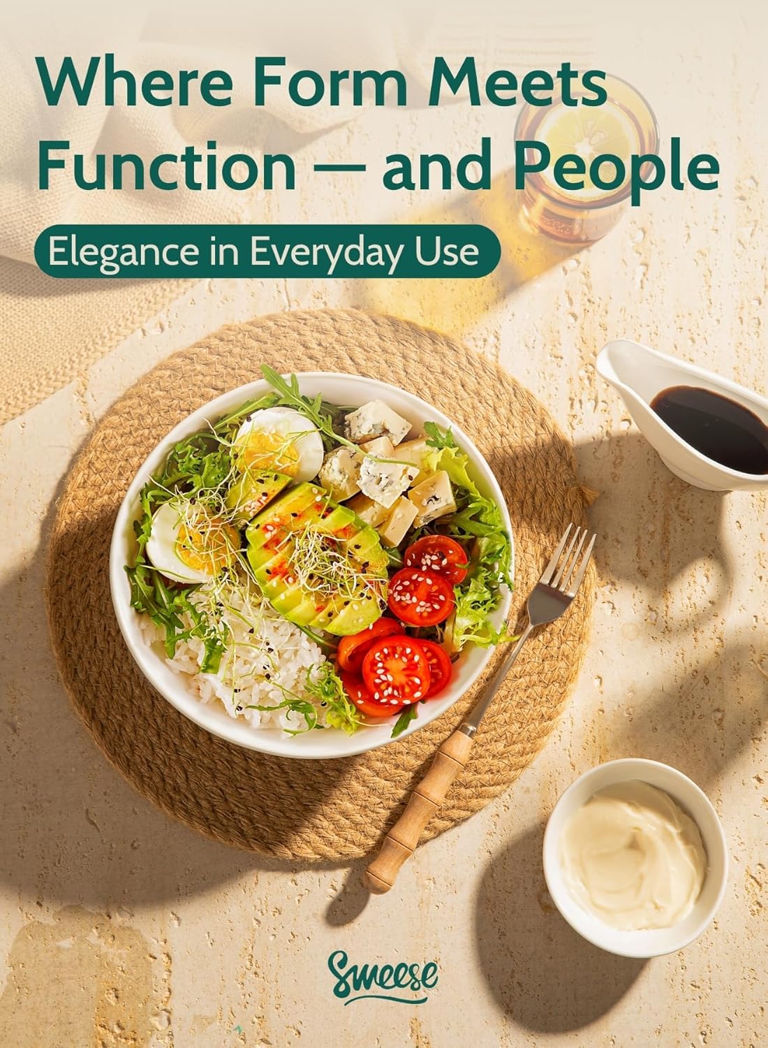 Sweese 8 Inch Porcelain 42 oz Serving Bowls Set of 4, for Salad | Soup | Snacks | Pasta - Microwave, Dishwasher, and Oven Safe - White