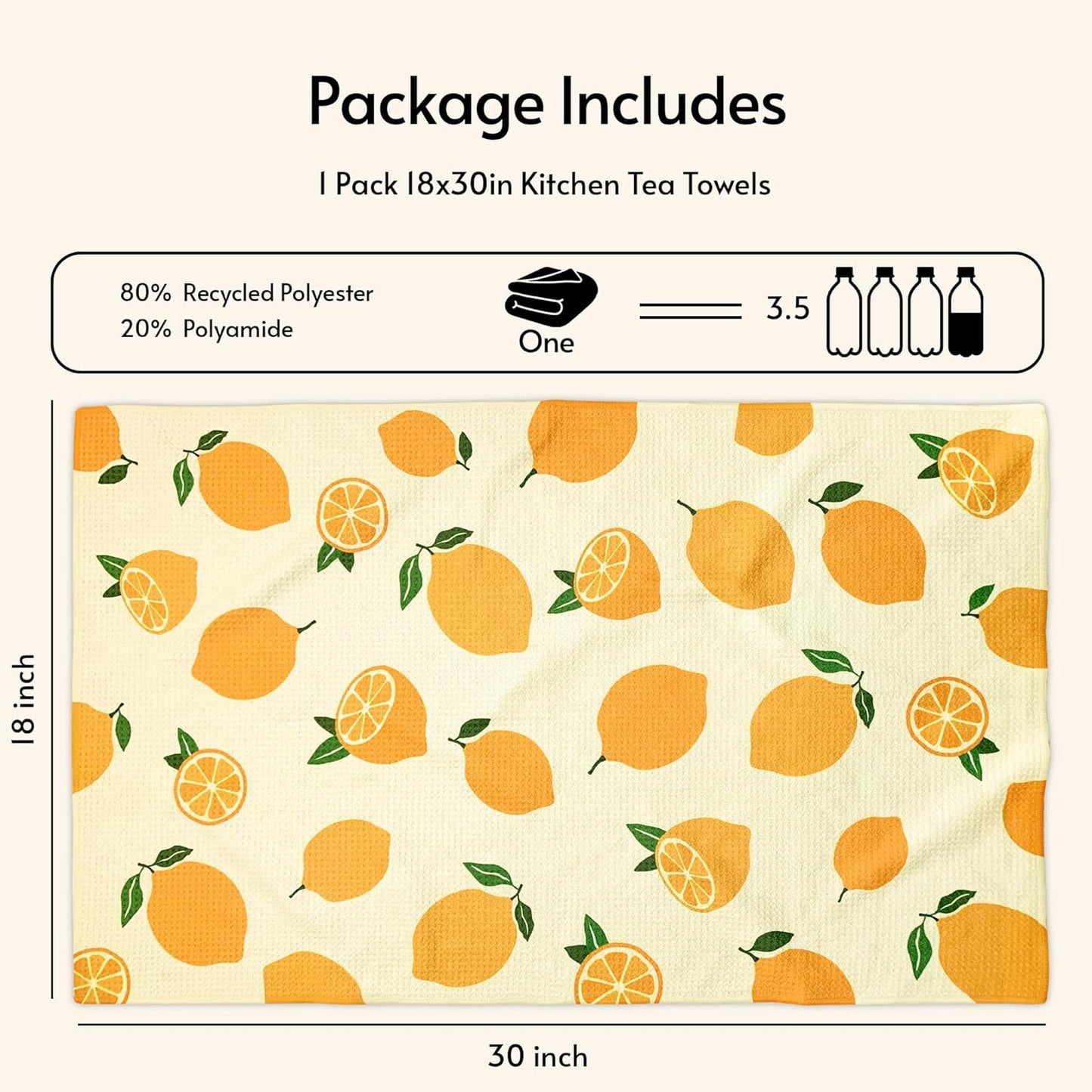 Kitchen Towels, 18" x 30" Dish Towels, Microfiber Tea Towels for Kitchen Drying, Superior Absorbency