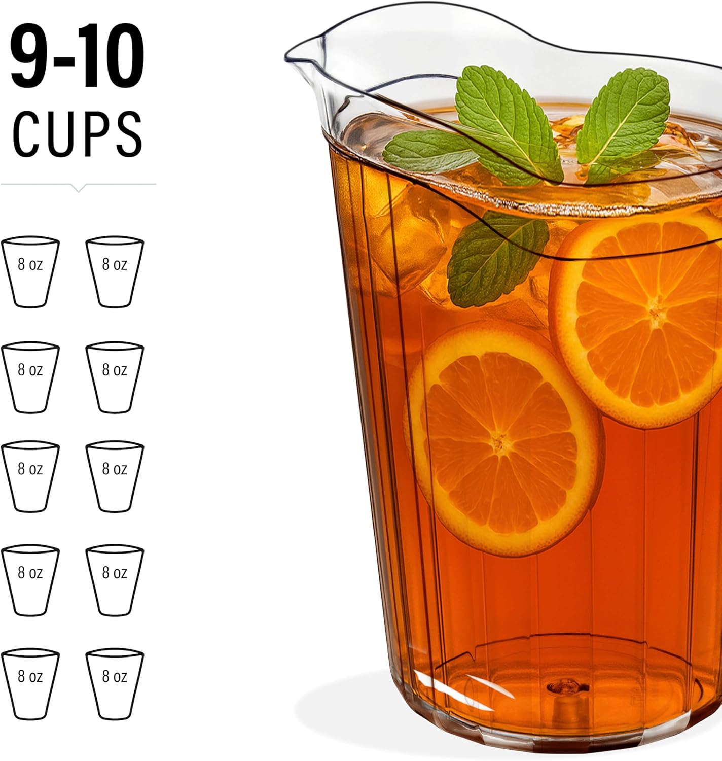 DecorRack 2 Pack - 75 oz Polycarbonate Plastic Pitcher Beverage Dispenser with Pour Spout Shatterproof Catering and Restaurant Serveware for Cold Drinks, Water, Lemonade, Beer, and Sangria (2 Pack)