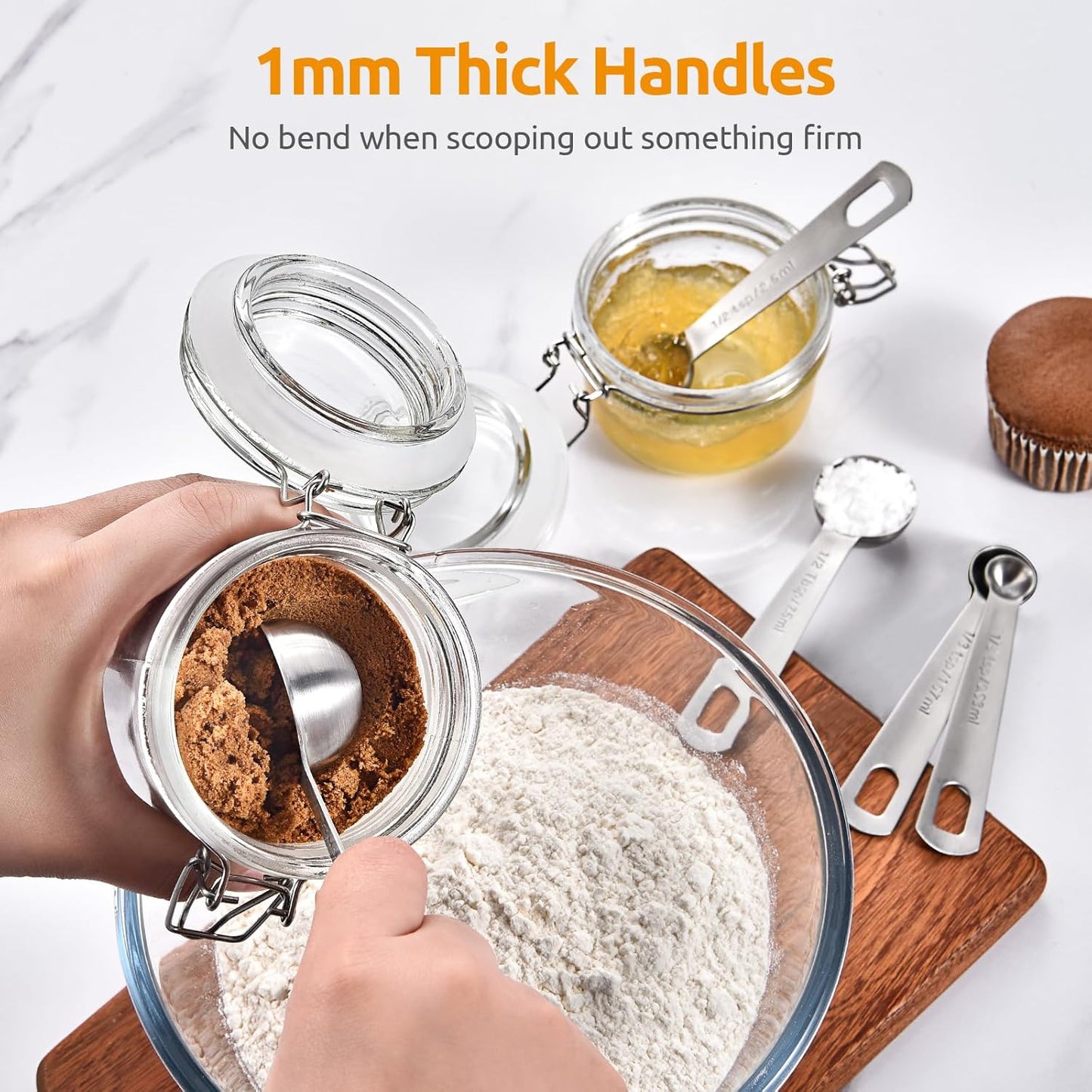 U-Taste Teaspoon Tablespoon Measuring Spoons: 18/8 Stainless Steel Measure Scoop Set of 5, 1/4 TSP, 1/2 TSP, 1 TSP, 1/2 TBSP & 1 TBSP, Metal Kitchen Measurement Utensil for Dry and Liquid Ingredients