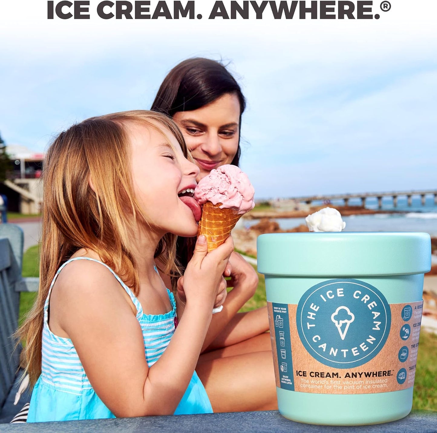 Vacuum Insulated Double Wall Stainless Steel Thermos Container for the pint of ice cream enjoy ice cream anywhere (Mint Green)