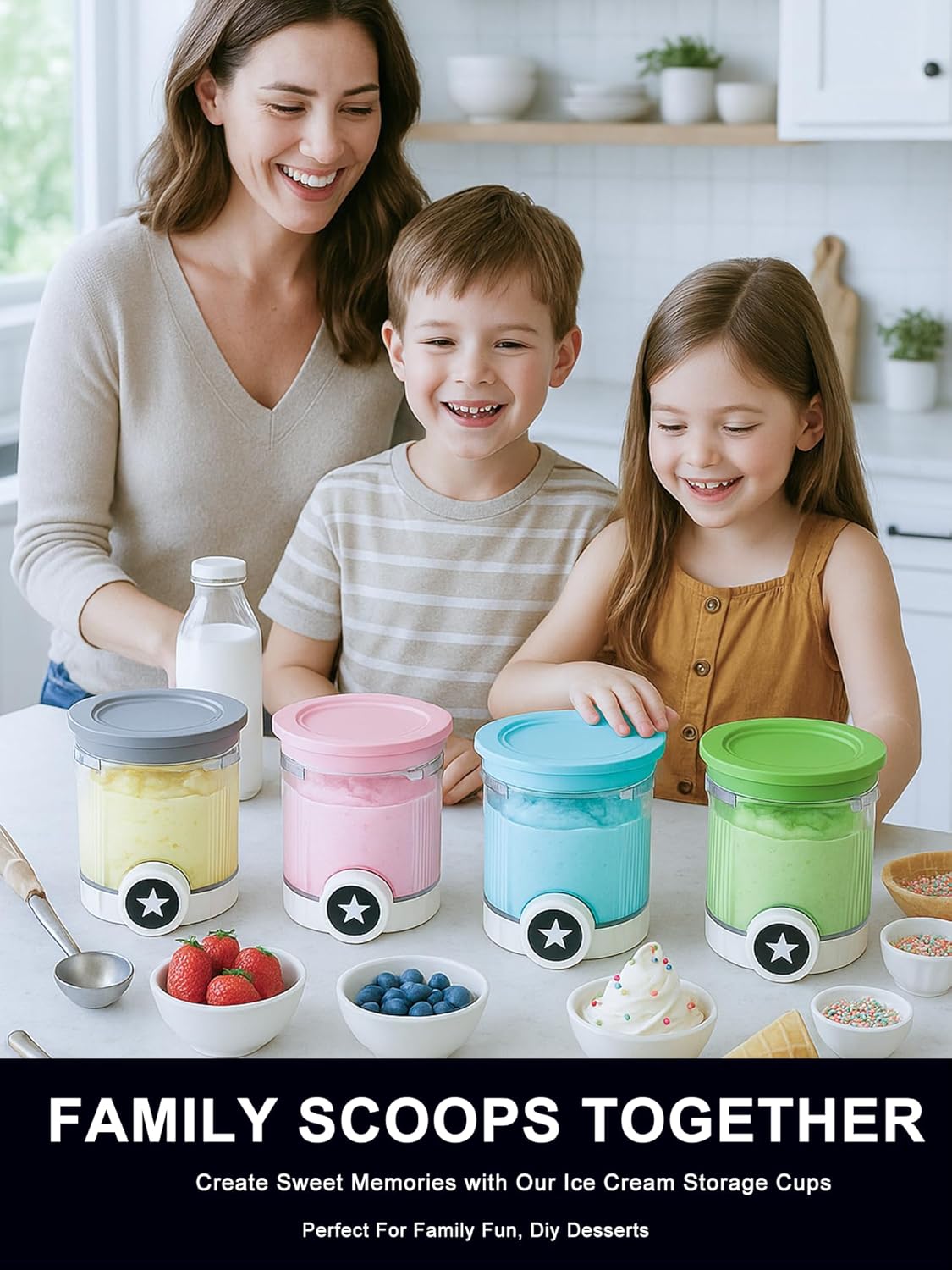 4 Pack Pint Containers Replacement for Ninja Creami Swirl NC700/NC701 Series, 16oz BPA-Free Ice Cream Pints with Lids, Leak-Proof & Dishwasher Safe (Grey/Blue/Pink/Green)