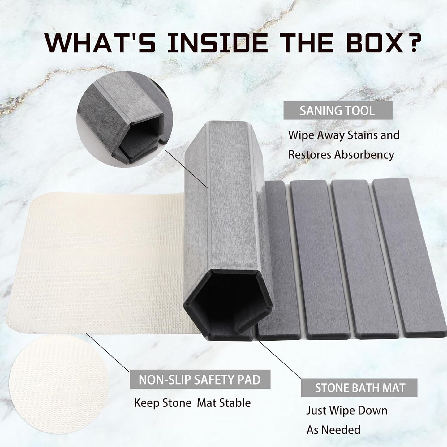 Quick Dry Collapsible Dish Drying Mat, Eco-Friendly Absorbent Diatomaceous Earth Mats for Dishes Bottles Cups 24"×16"Large Stone Dish Drying Mats for Kitchen Counter (Gray, 24"（L）×16"（W）)