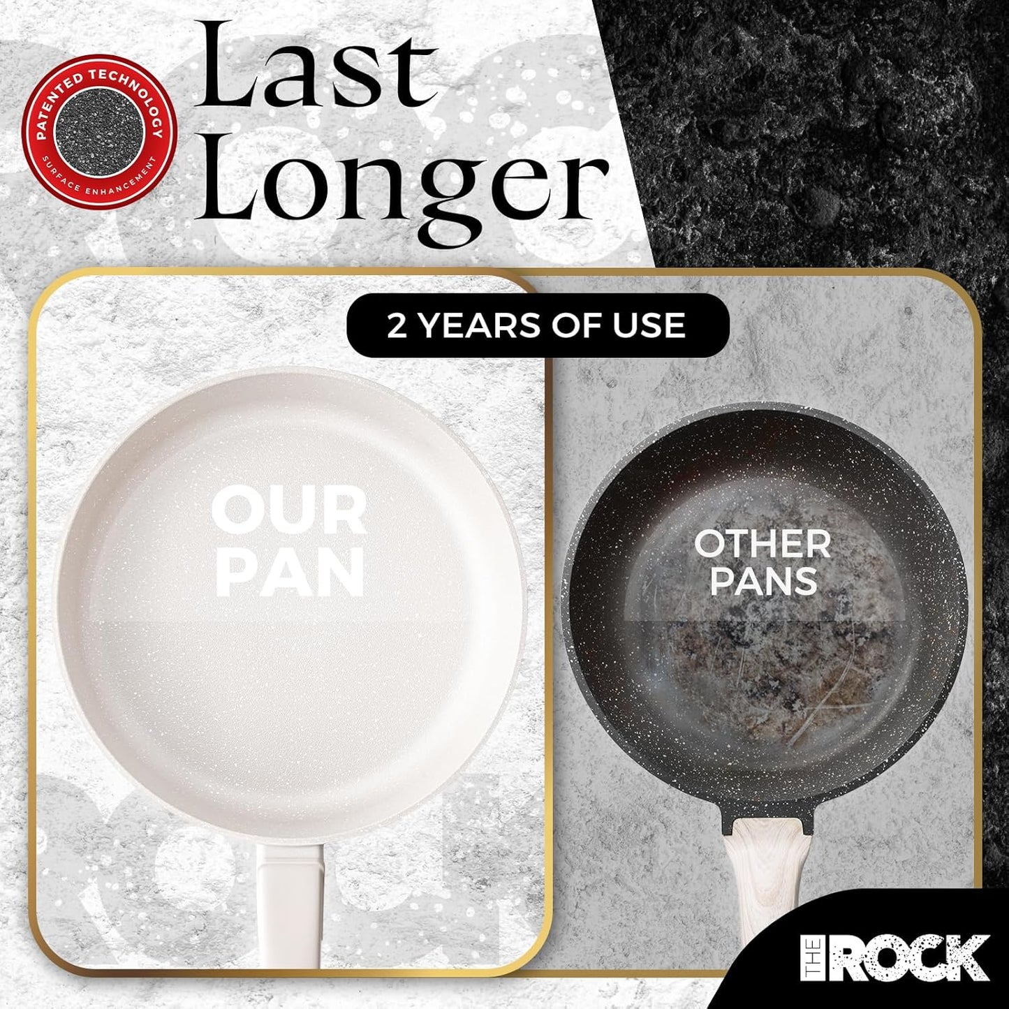 THE ROCK SOHO 11-Inch Ceramic Non Stick Frying Pan – Nothing Sticks, Never Warps, Lasts Longer, Non Toxic Skillet with Heat-Resistant Handle, PTFE PFOA & PFAS Free, Oven & Dishwasher Safe, Cream