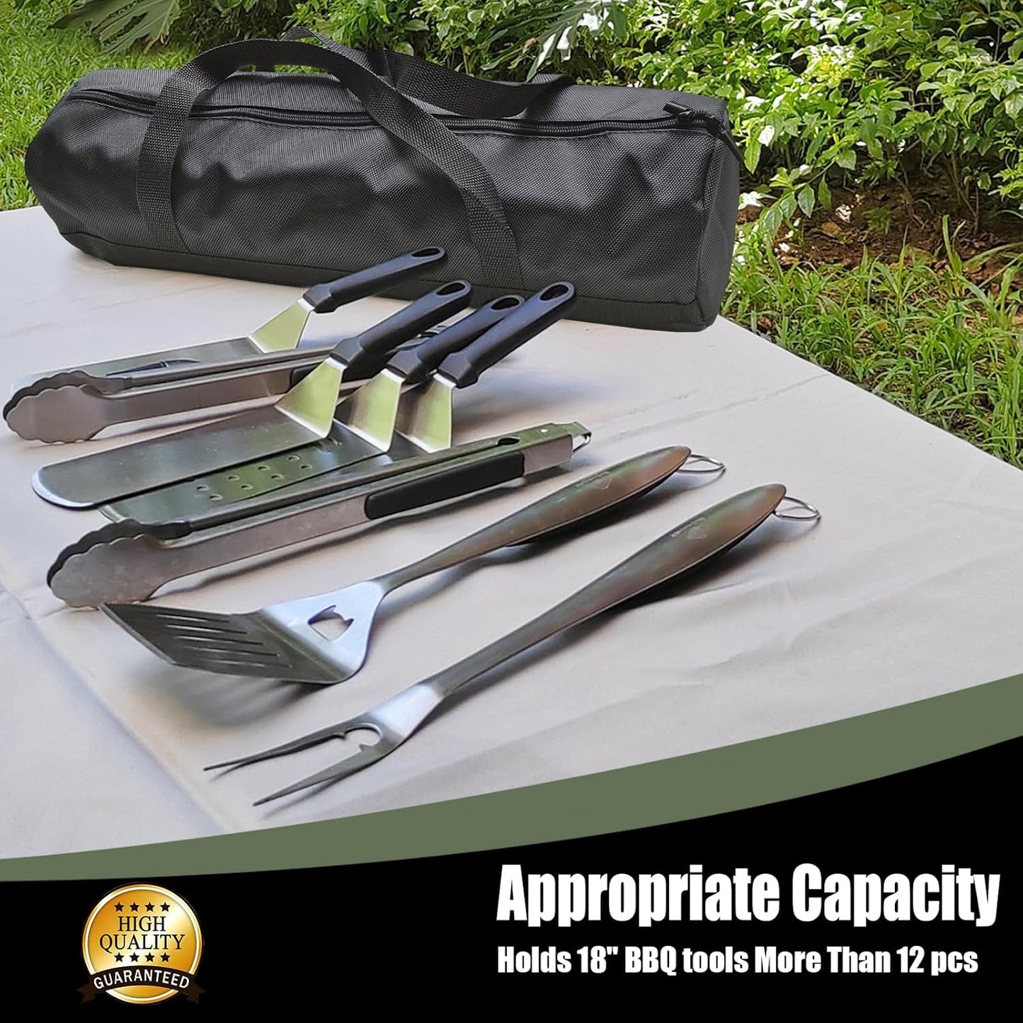 BBQ Accessories Storage Bag, Tool Bag for Barbecue Tools Storage, Grill Accessory Storage, Outdoor Camping Barbecue Carry Bag,Can Hold Grill Utensils Up to 18", BBQ Gifts for Men