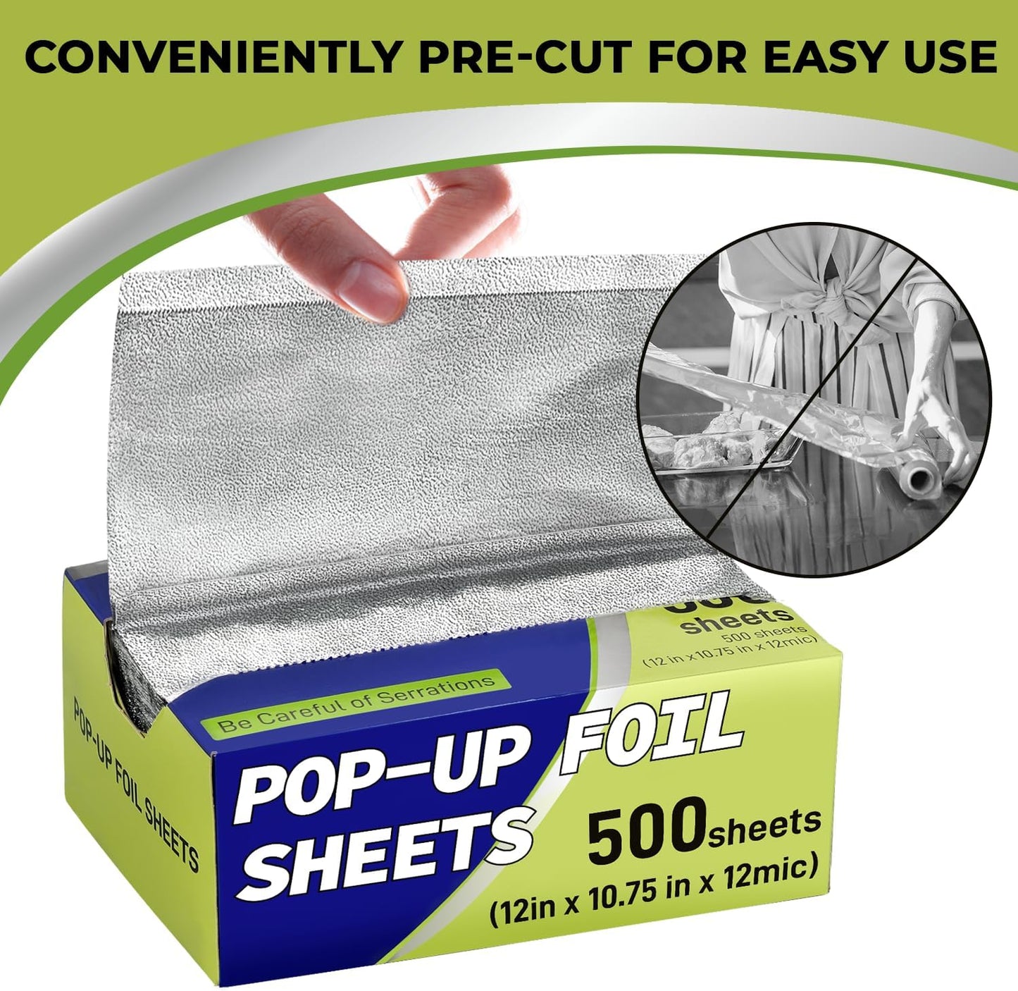 200 Pre-Cut Aluminum Foil Sheets, 12" x 10.75" Pop-Up Foil Sheets for Restaurant Use, Disposable Food Wrapping for Burritos, Hot Dogs, and Sandwiches