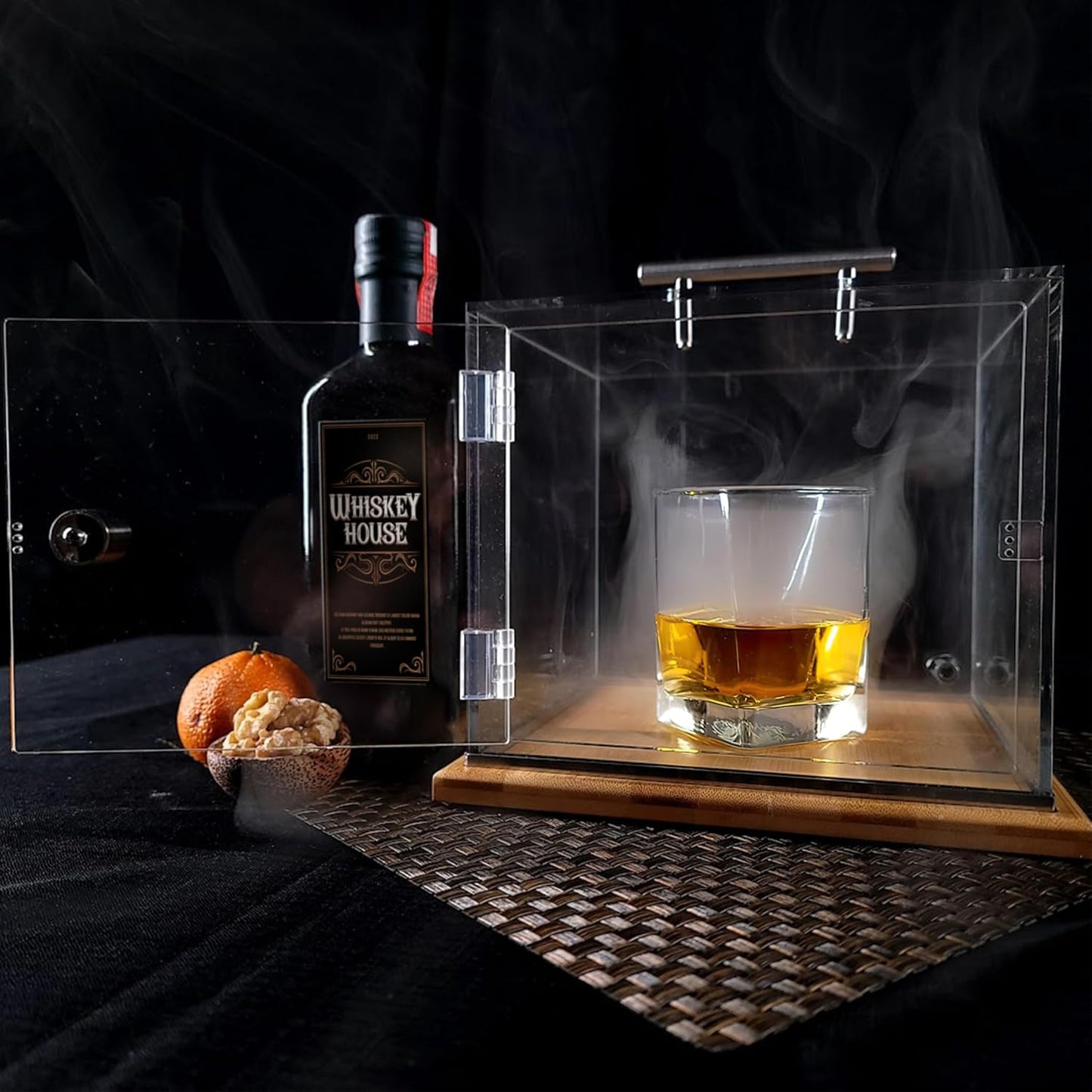 The Smoking Cube - Cocktail Smoker and Smoking Box Kit, Magnetically Removable Display Board, with Wood Chips