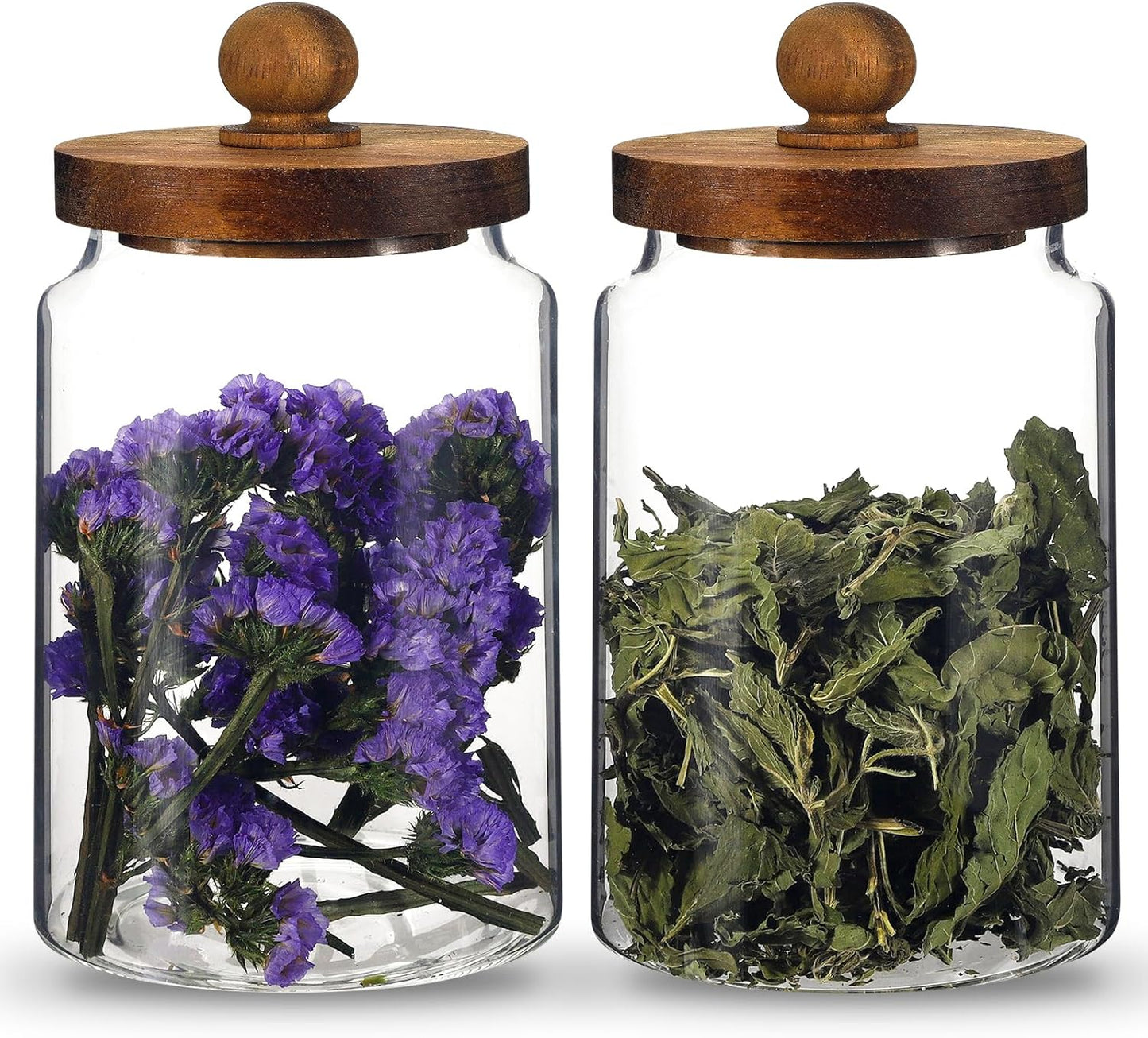 Glass Spice Jar Coffee Sugar Container Airtight Glass Jar Food Storage Canisters Bottle for Kitchen Seasoning Tea Herb Overnight Oats Bar Parfait Snacks (900ml/30oz-2pcs-A)