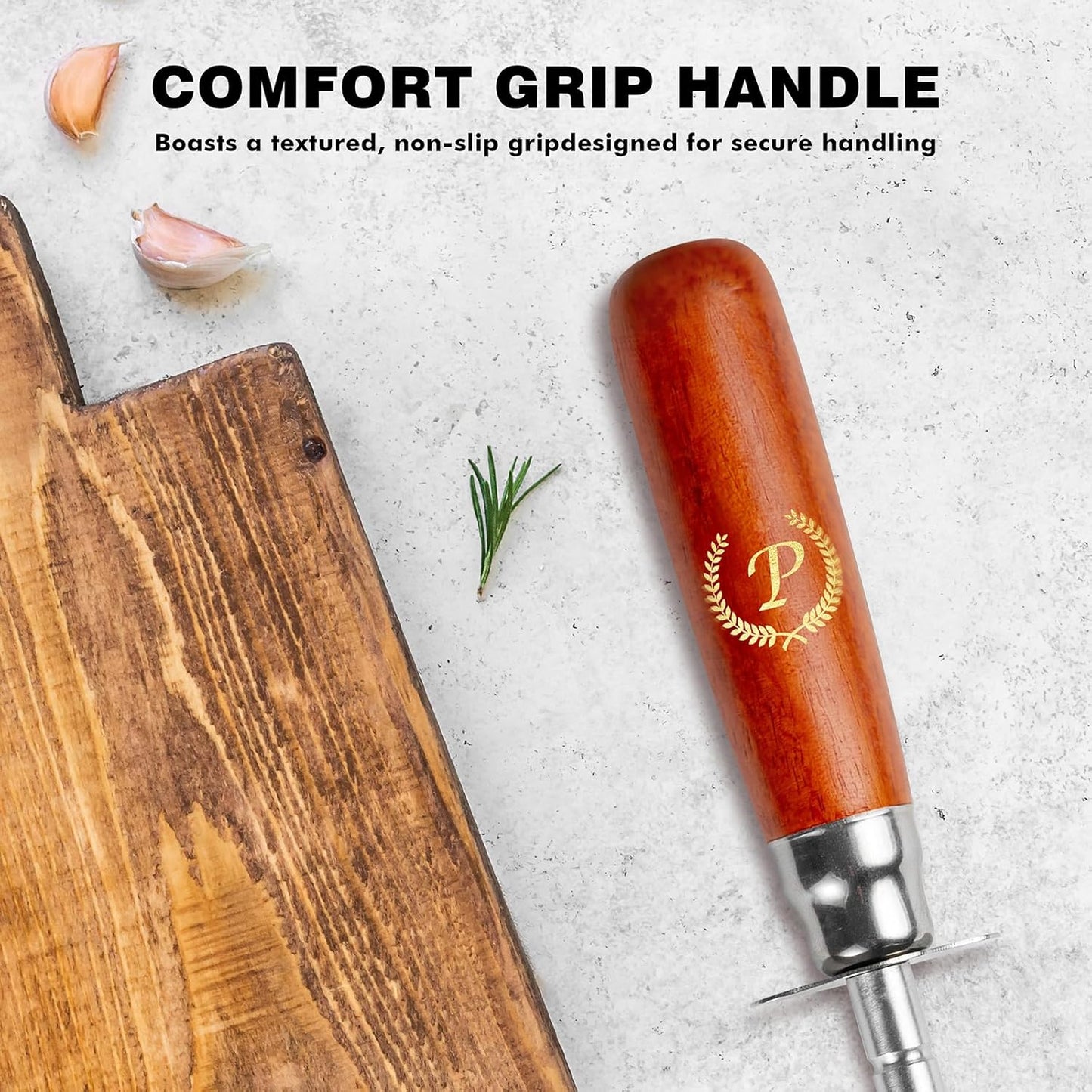 Knife Sharpener Rod, Kitchen Knives Sharpener Carbon Steel Professional Knife Sharpening Steel, Honing Rod with Hanging Holes (13 inches), P