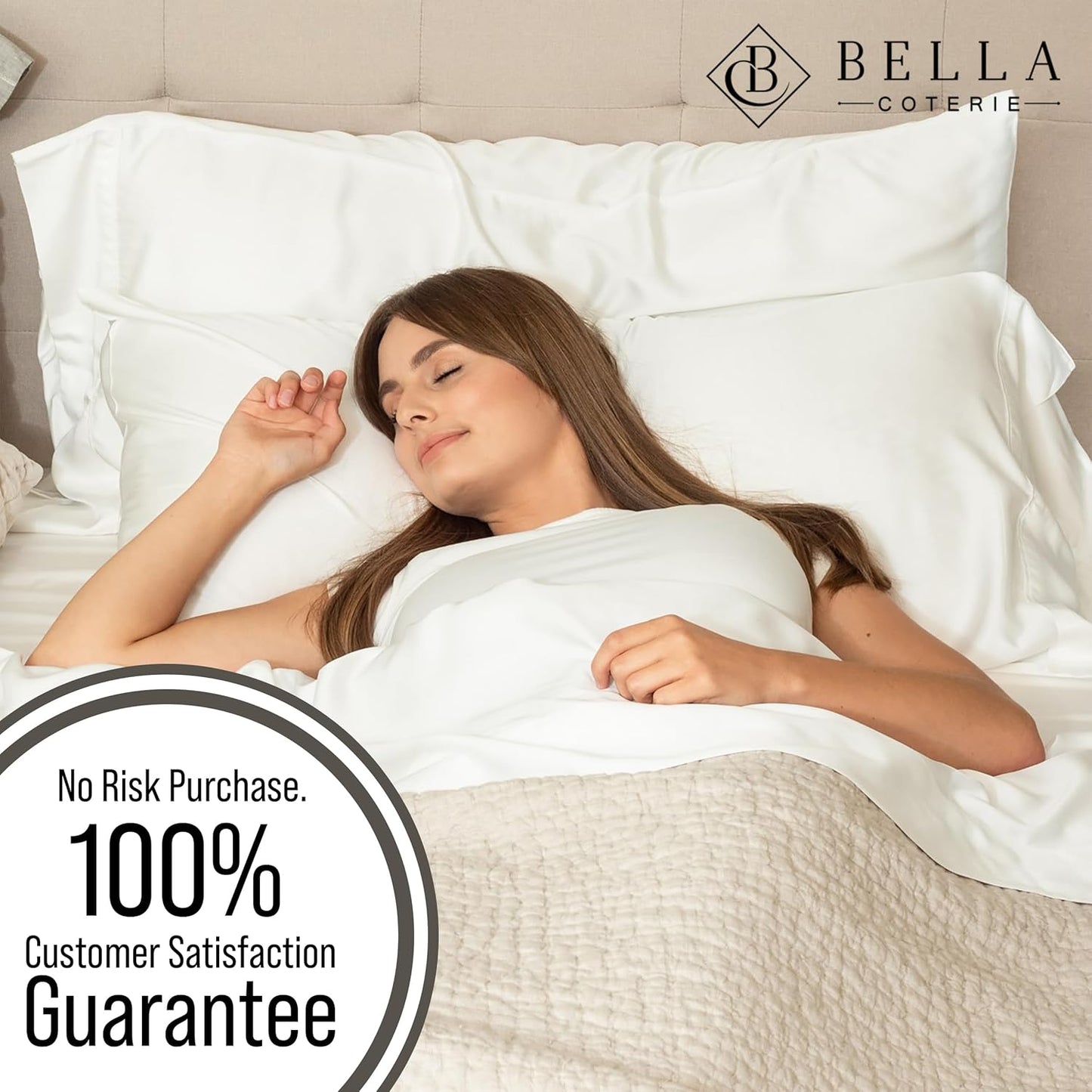 Bella Coterie Luxury Bamboo Viscose Twin XL Size Sheet Set | 100% Organically Grown | Ultra Soft | Cooling for Hot Sleepers | 18" Deep Pocket [White]
