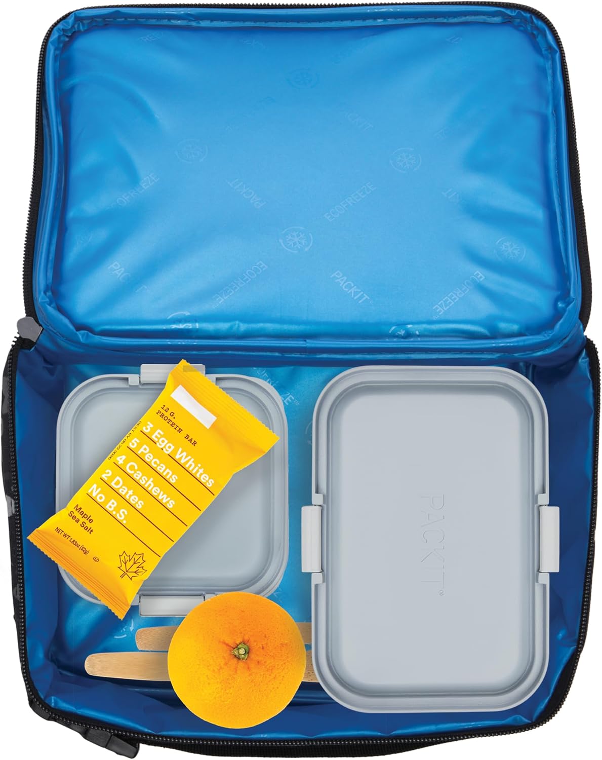 PackIt Freezable Classic Lunch Box, Dino Camo Charcoal, Built with EcoFreeze Technology, Collapsible, Reusable, Zip Closure With Zip Front Pocket and Buckle Handle, Designed for Lunches