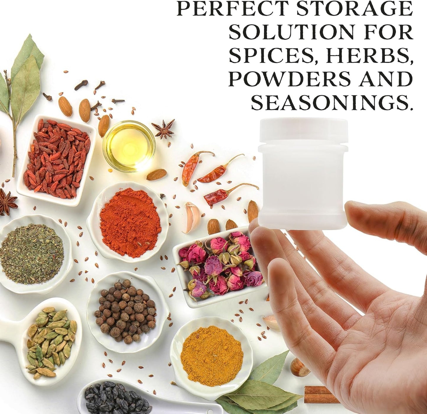 Cornucopia Brands Mini Plastic Spice Jars w/Sifters (12-Pack, White); 2 Tablespoon Capacity (1 Fluid Ounce) Spice Bottles for Travel, Glitter, Gifts, Favors