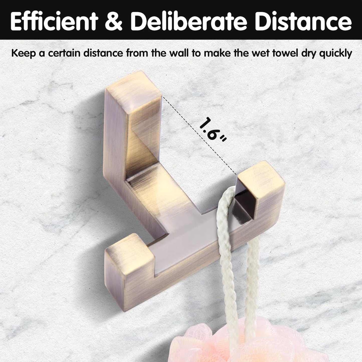 5 Pack Heavy Duty Coat Hook Wall Mount with Screw Retro Double Coat Hook Utility Hook for Coats, Scarves, Bags, Towels, Keys, Hats, Mugs (Bronze)