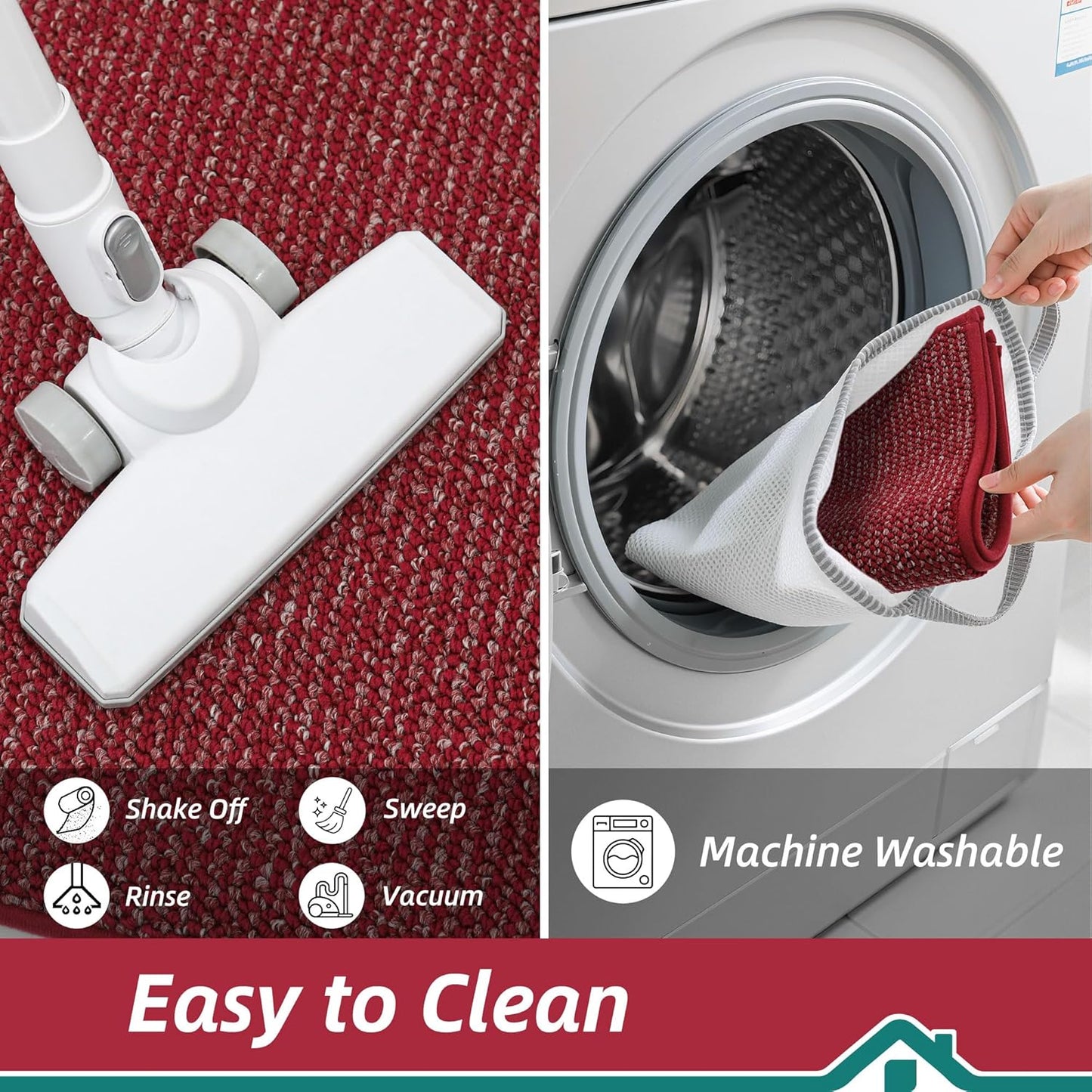 BEQHAUSE Kitchen Rugs 24"x36", Non-Slip Kitchen Mats for Floor, Super Absorbent and Stain Resistant Kitchen Rugs, Machine Washable Rugs for Kitchen, Hallway, Laundry & Sink, Red