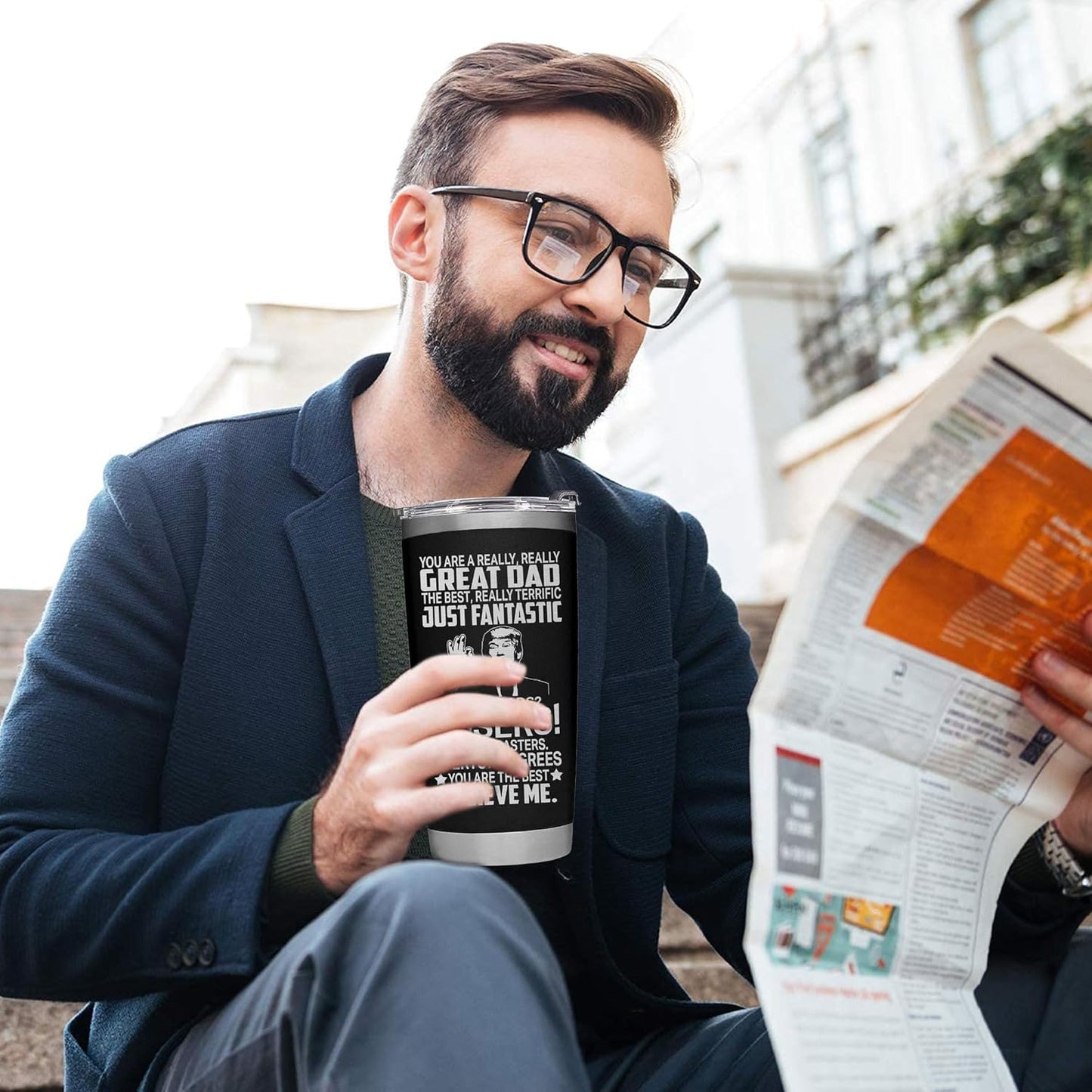 Father's Day Gifts for Dad from Daughter, Son, Wife - Dad Gifts for Fathers Day - Funny Present for Fathers on Birthday, Xmas - Insulated Stainless Steel Tumbler 20oz