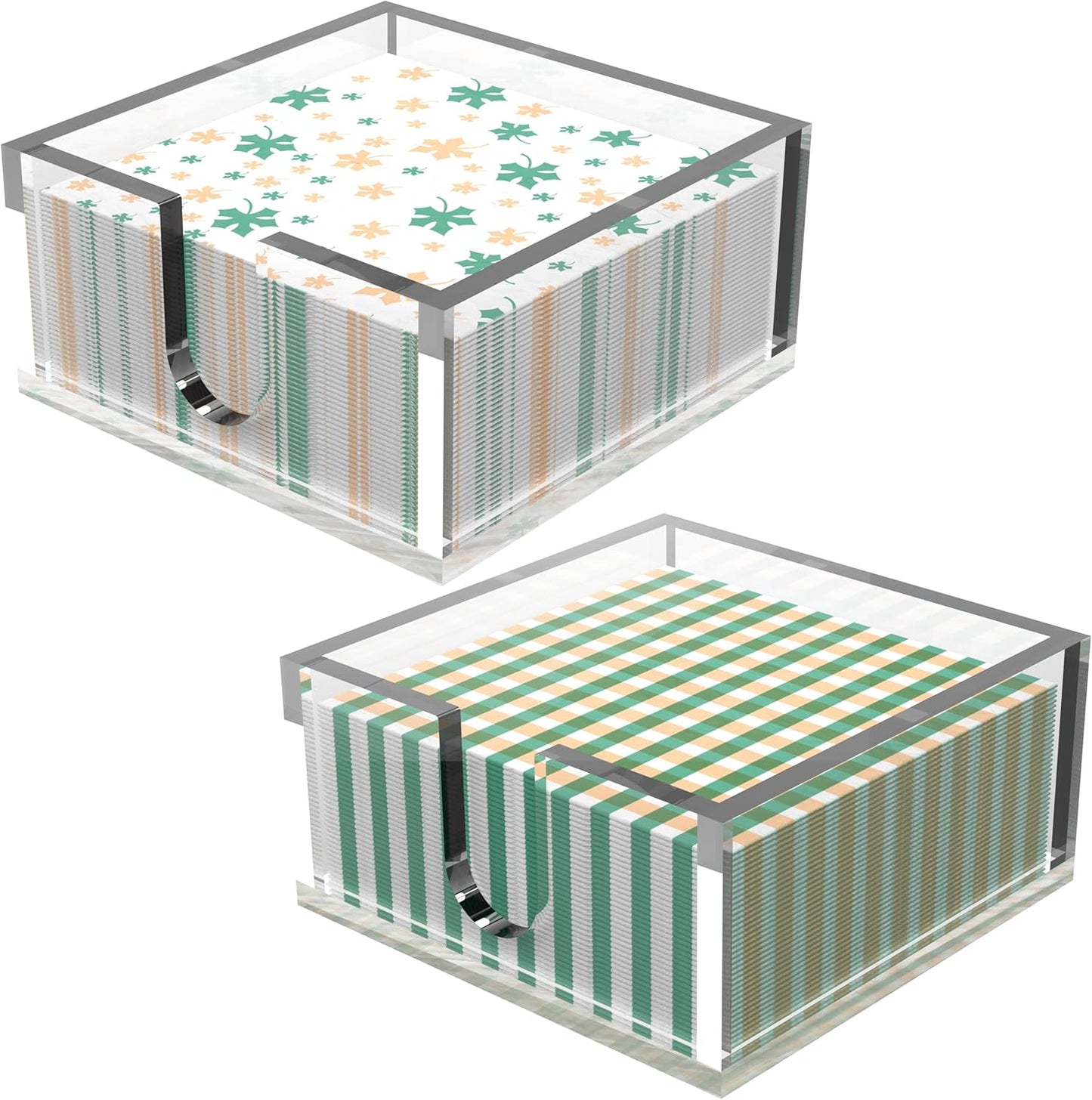 Rubtlamp 2Pcs Acrylic Napkin Holder Bathroom - 0.27Inch Thickness Acrylic Guest Towel Napkin Holder - Hand Towel Tray - Clear Napkin Holders Tissue Dispenser (Clear, 5.5”X5.5”X2.5”)