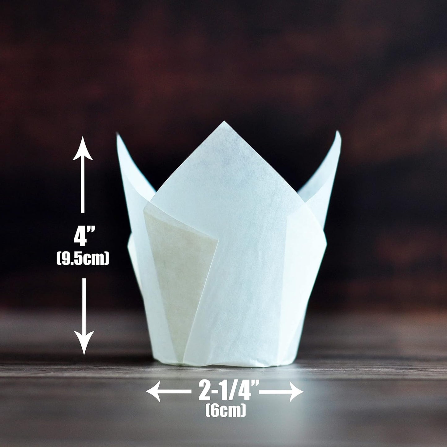 Large size White Tulip Baking Cups 2-1/4"(Base diameter) x 4"(Wall height) Greaseproof paper baking cupcake Muffin liners, Case of 130 pcs