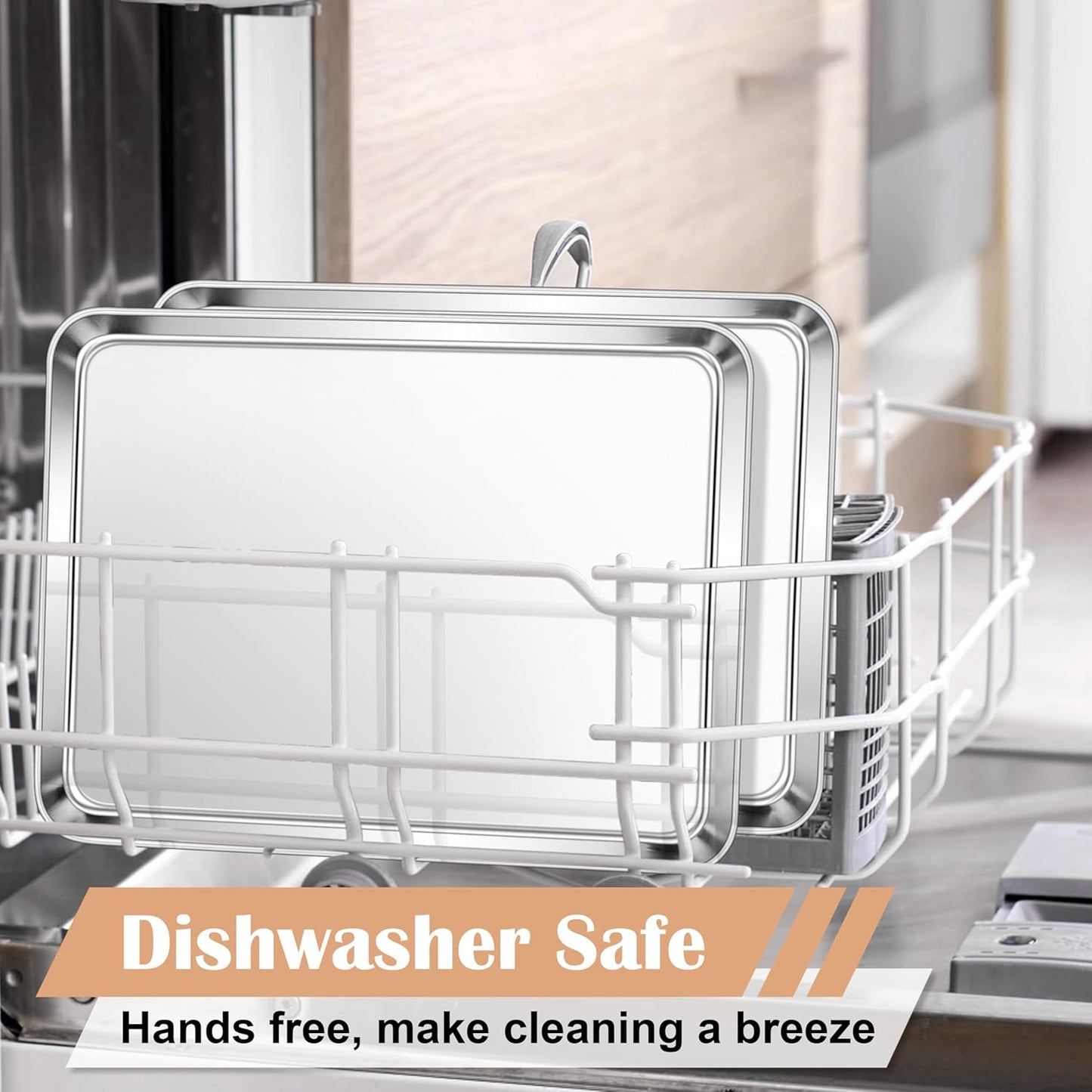 E-far Stainless Steel Baking Sheet, 16” x12” x 1” Baking Cookie Sheet Pan for Oven, Non-toxic Metal Trays for Baking Cake Cookie, Healthy & Rust Free, Mirror Finish & Dishwasher Safe, 1 Pack