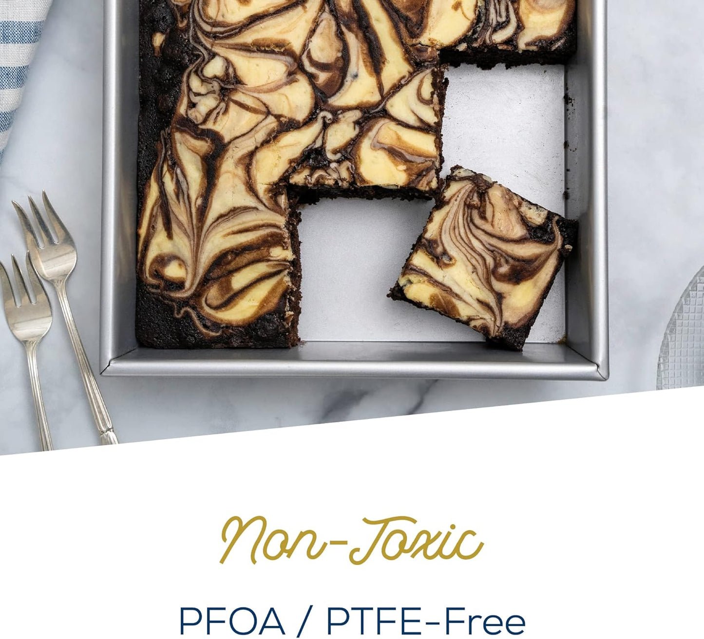 Ultra Cuisine Square Cake Pan - Non-Stick Steel Stick - Easy Release - Durable Baking Tool - Ideal for Brownies - Loaves - Aluminized Steel - Square Baking Pan - Excellent Brownie Pan - 7x7 Cake Pan