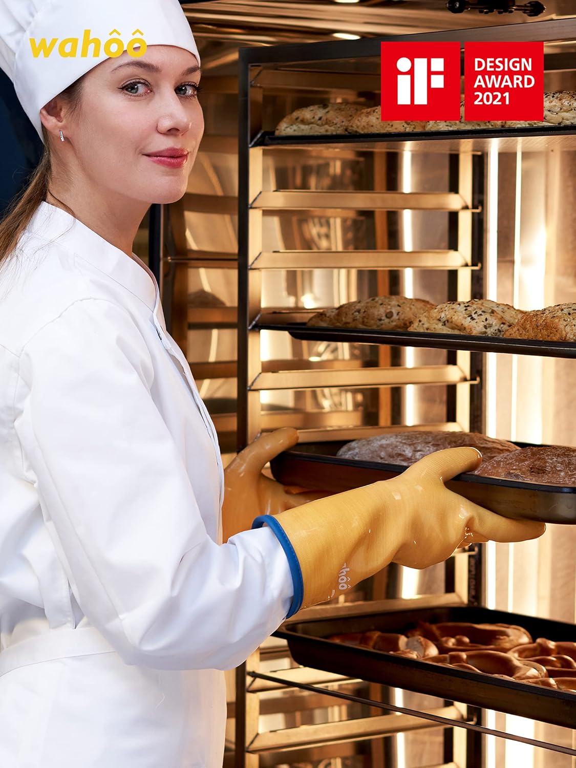 LANON Protection wahoo Liquid Silicone Smoker Oven Gloves, Food-Contact Grade, Heat Resistant Gloves for Cooking, Grilling, Baking, Yellow, M/8