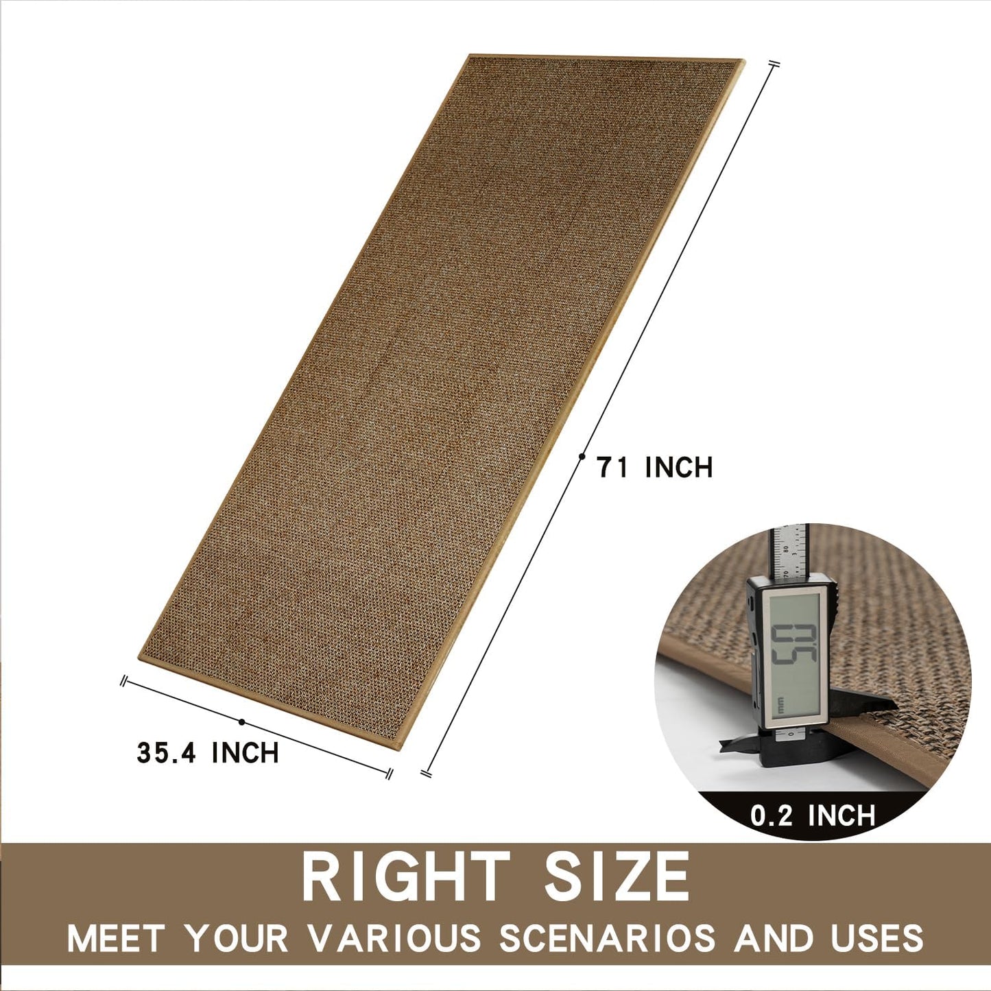 Kitchen Mat, Rubber Backing Cushioned Non Slip Kitchen Rugs for Floor, Absorbent Runner Comfort Standing Mat Rug Washable for Kitchen, Office, Home, 35.4"x71" (Brown)