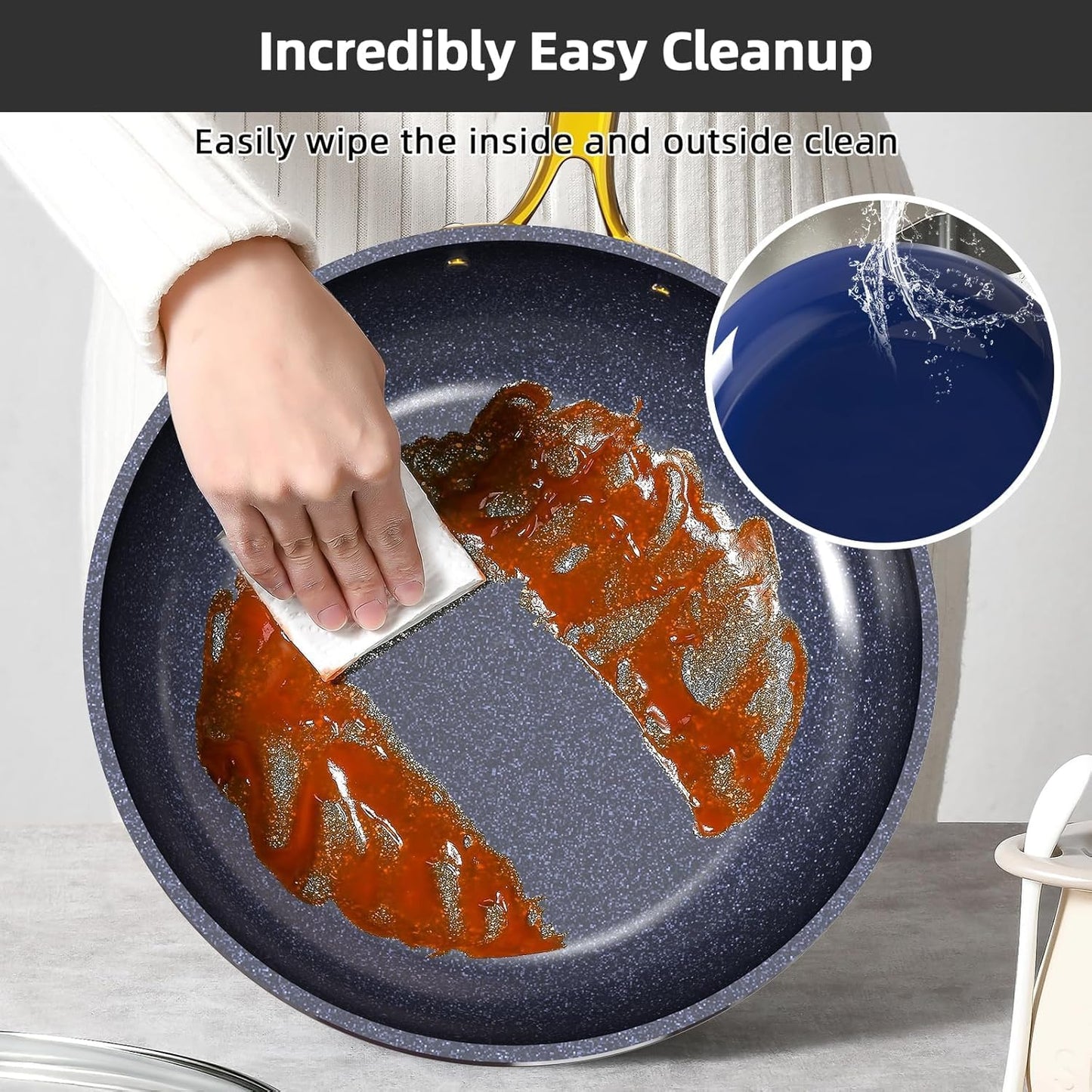 Nuwave Lux LE 13-Pc Cookware Set with Elegant Gold Handle, Diamond Infused Ceramic Non-Stick, PFAS Free, Premium Metal Lids, Ergonomic Stay-Cool Handles, Induction Ready & Compatible w/All Cooktops