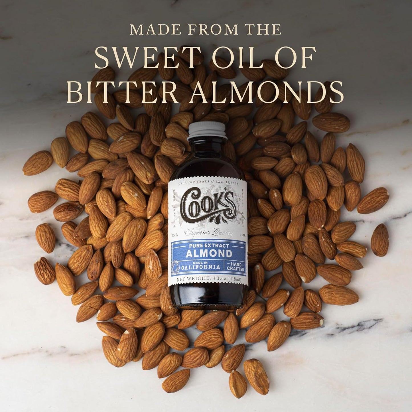 Cook's, Organic Pure Almond Extract, for Cookies, Cakes, Pastries, Allergen Free, 128 Ounces (1 Gallon)