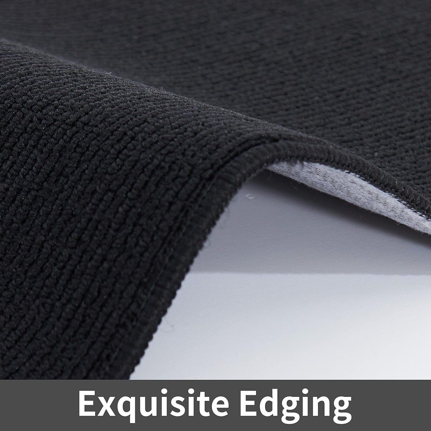 COSY HOMEER 24X60 Inch Kitchen Rug Mats Made of 100% Polypropylene Strip TPR Backing Soft Kitchen Mat Specialized in Anti Slippery and Machine Washable,for Kitchen, Floor,Black