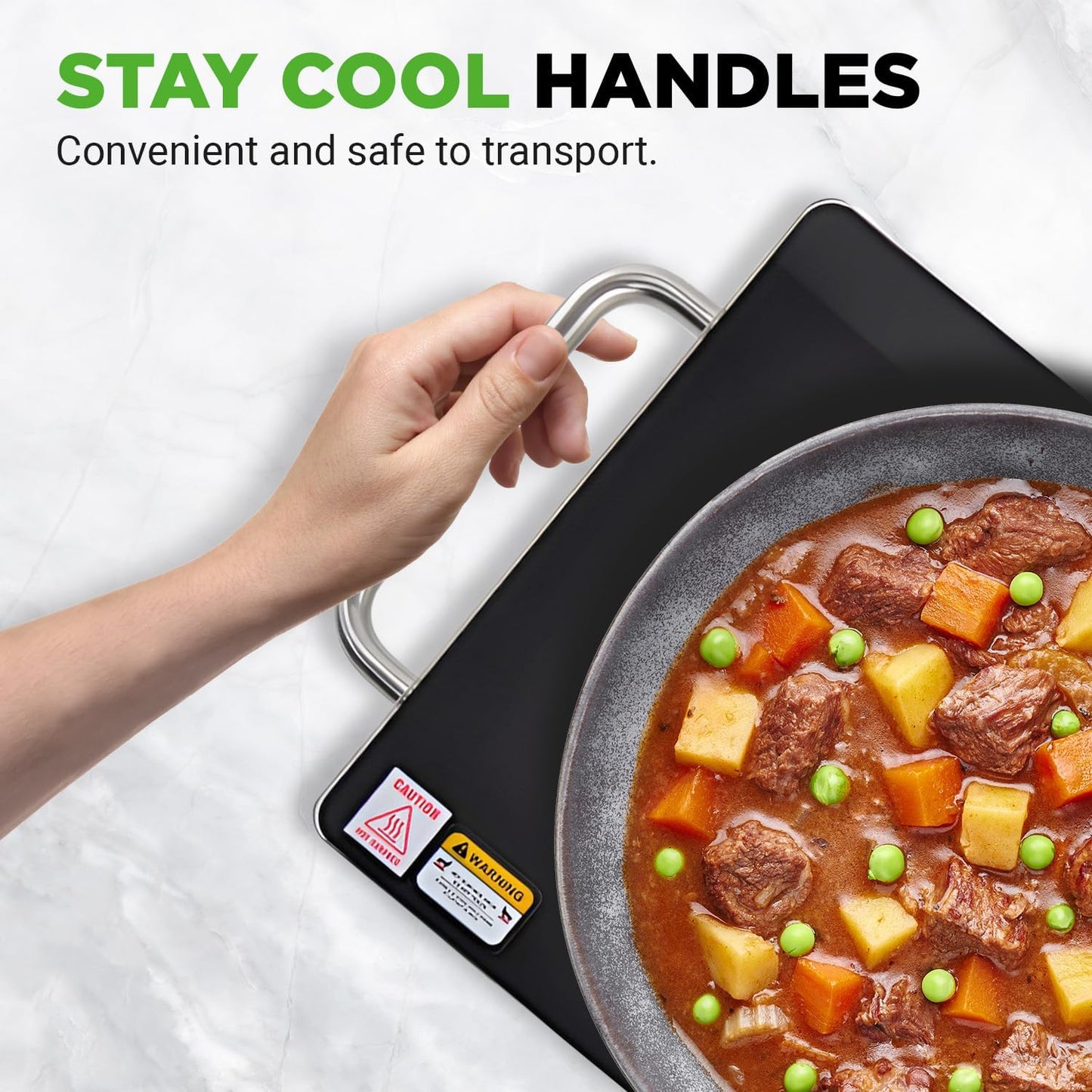 Nutrichef Electric Hot Plate Tray Dish Warmer with Black Glass Top | Ideal for Home, Buffet, Parties, Kitchen & Dinners | Portable & Perfect for Tables or Countertops | 14.5'' L x 8.6'' W