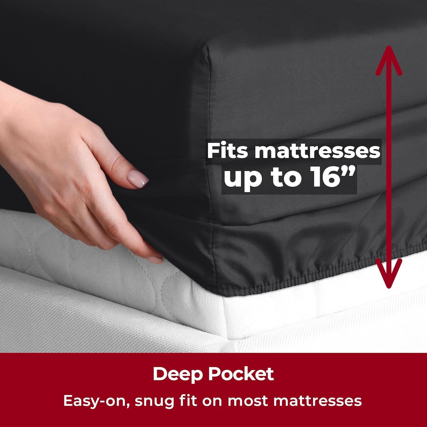 Mellanni Twin Sheets Set - 3 PC Iconic Collection Bedding - Hotel Luxury, Extra Soft, Cooling Bed Sheets - Wrinkle, Fade, Stain Resistant (Twin, Black)