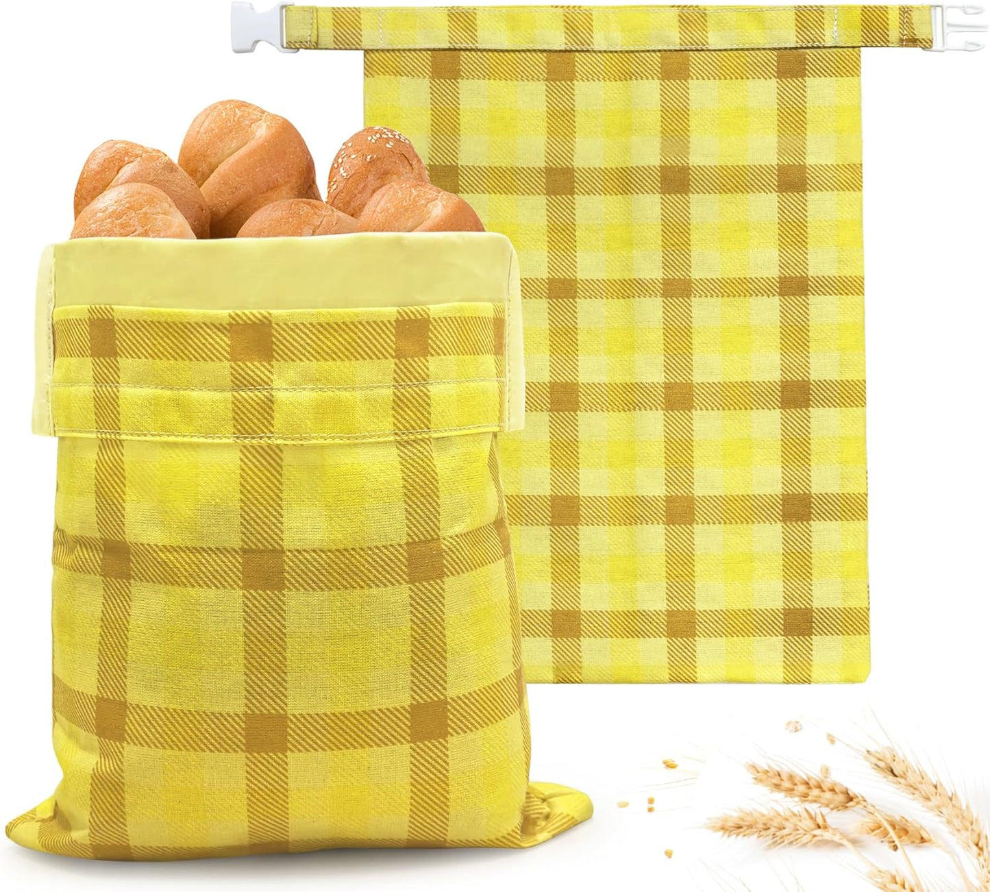 Mosucoirl Beeswax Bread Bags 2 Pack, Reusable Bread Storage Boxes for Homemade Sourdough, Cotton Food Bags Loaf Containers to Keep Fresh Large (Yellow)