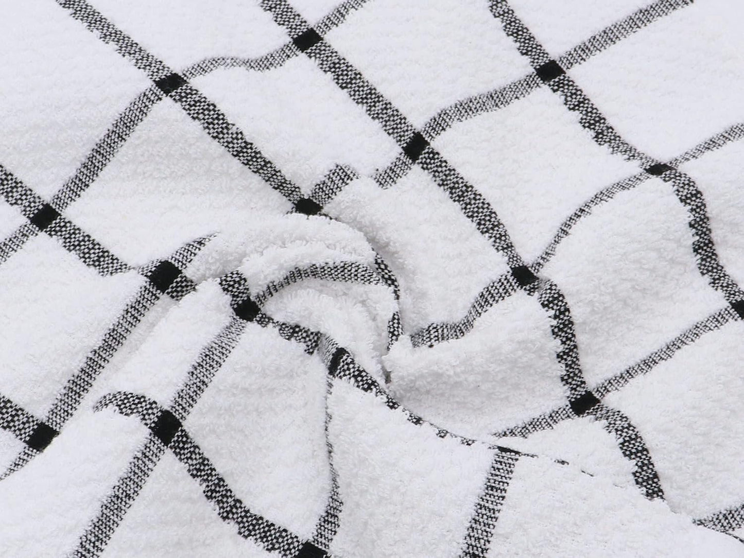 Cotton Dish Towels for Kitchen, Terry Dish Cloths for Washing Dishes, 12 x 12 Inches, Light and Soft, Quick Drying Dish Rags for Cleaning, 8pc/Set (Black)