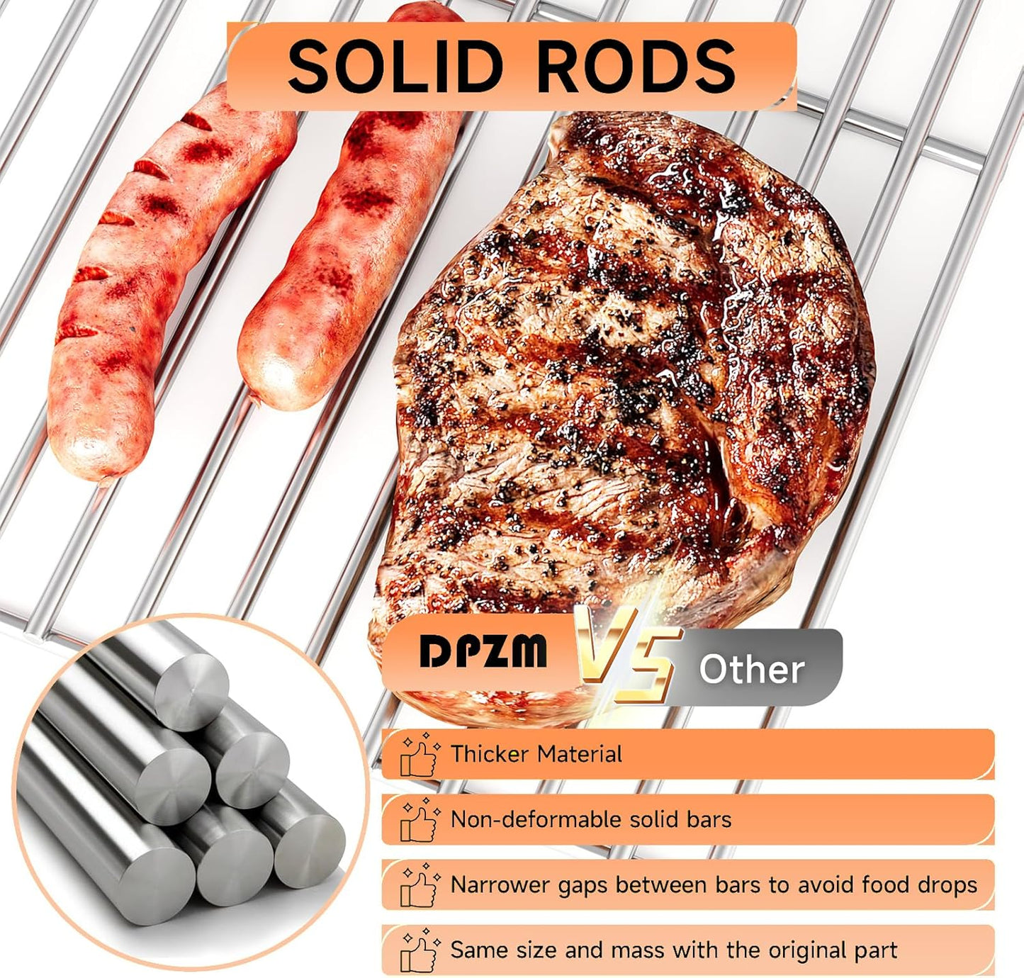 15'' Stainless Steel Grill Grate for Broil-Mate 165154 195554, Broil King Replacement Grates 986557, 9869-54, 9869-57, Signet 70, 20, 90, Crown 10, 20, 40, 90, Huntington 6666-54, Sterling1155-54