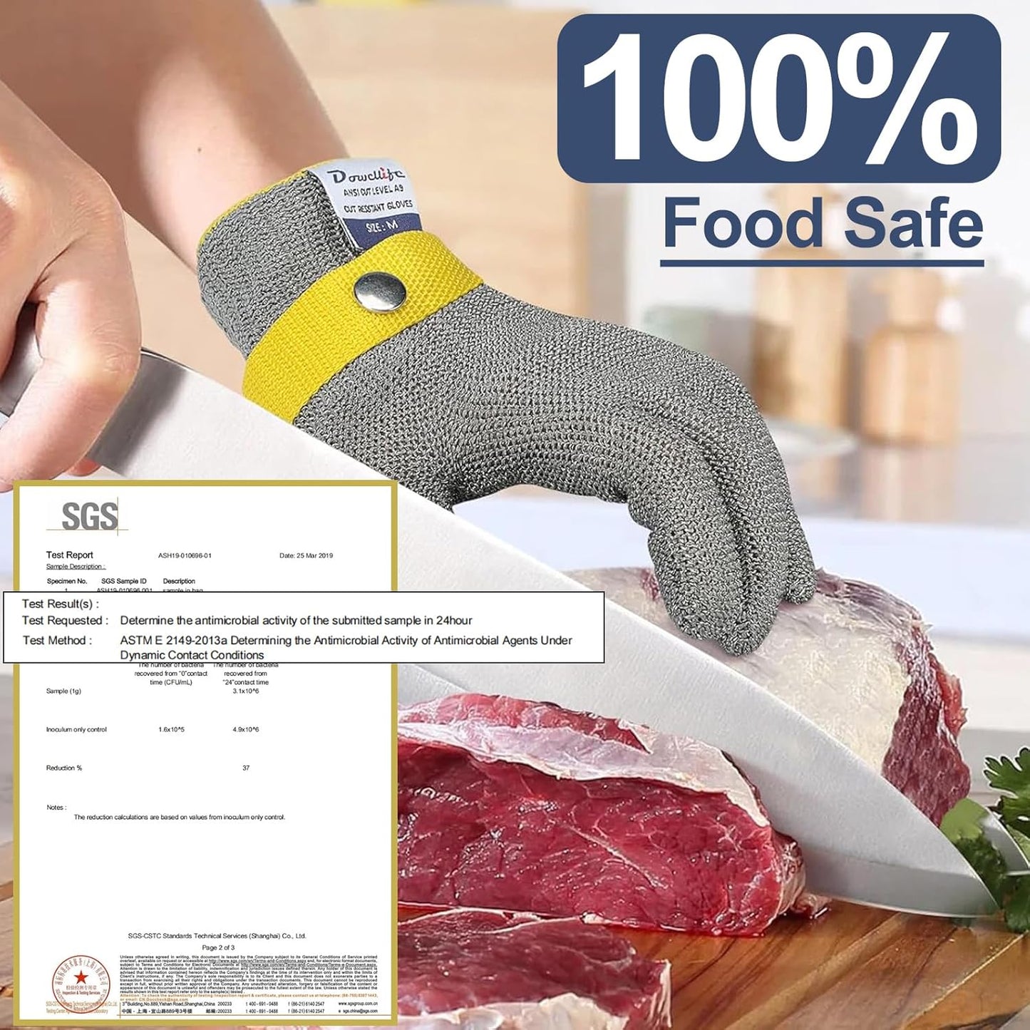 Dowellife ANSI A9 Cut Resistant Glove Food Grade, Stainless Steel Mesh Metal Knife Cutting Glove for Butcher Oyster Shucking Kitchen Mandoline Chef Slicing Fish Fillet (Small)