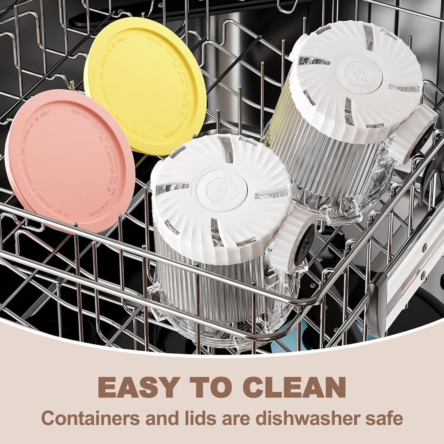 Swirl Creami Pints and Lids for Ninja - 2 Pack, Compatible with NC700 Series Ninja Swirl by CREAMi Ice Cream and Soft Serve Maker, 16 OZ Replacement Containers with Lid, Dishwasher Safe&Mix Color Lids