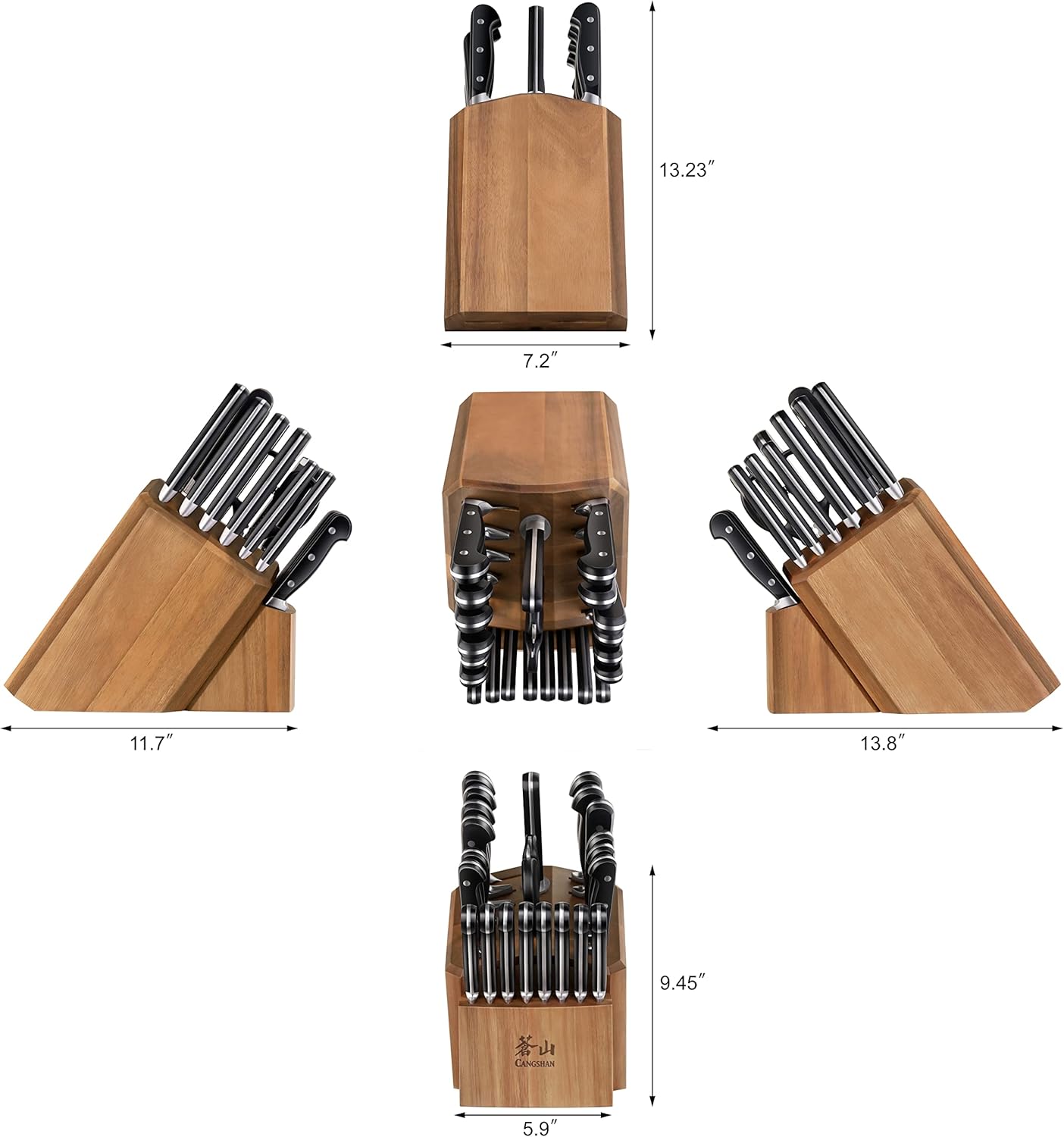 Cangshan V2 Series 1024128 German Steel Forged 23-Piece Knife Block Set, Acacia