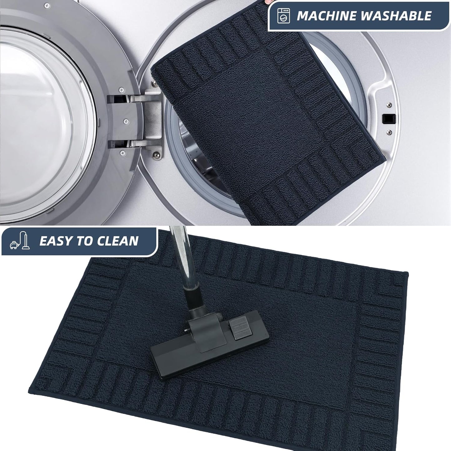 BEQHAUSE-Kitchen-Rugs-and-Mats Non Slip Kitchen Mats for Floor Absorbent Kitchen Rugs Machine Washable Kitchen Floor Mat,Navy Blue 20”x30”