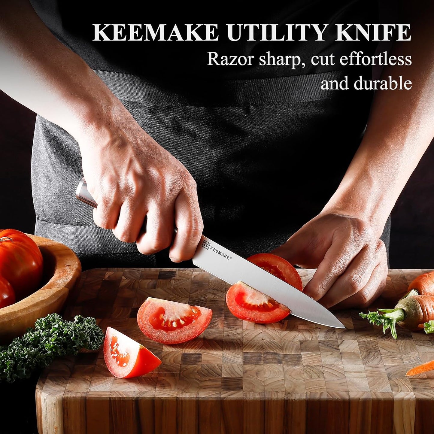 KEEMAKE Utility Knife 6 inch, Paring Knife with German High Carbon Stainless Steel 1.4116 Blade, Fruit Knife with Pakkawood Handle Small Kitchen Knives with Gift Box