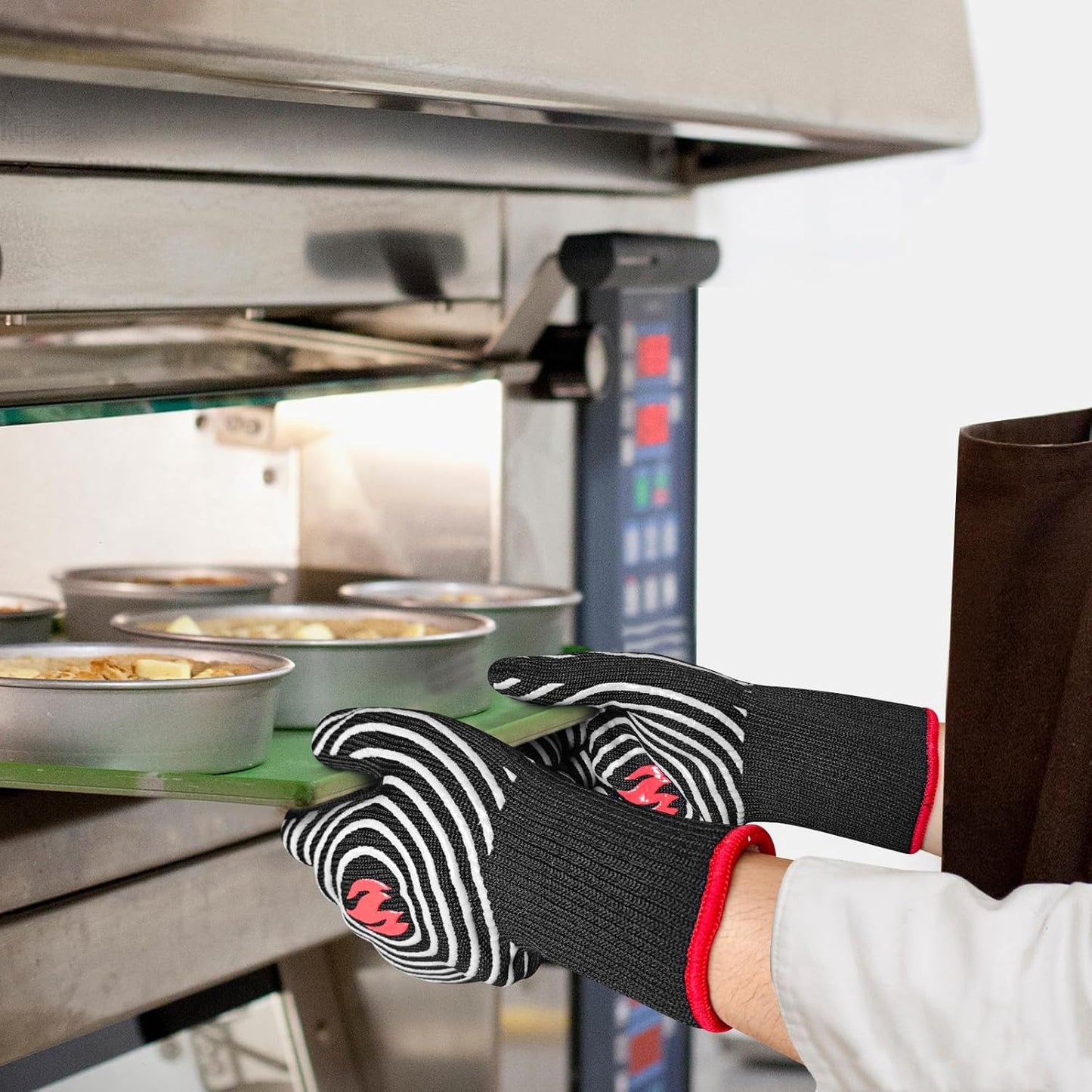 DEYAN 932°F Heat Resistant BBQ Gloves | Silicone Non-Slip Oven Mitts for Grilling, Baking, Smoking | Fireproof & Flexible with Fingers (Grey, 1 Pair)