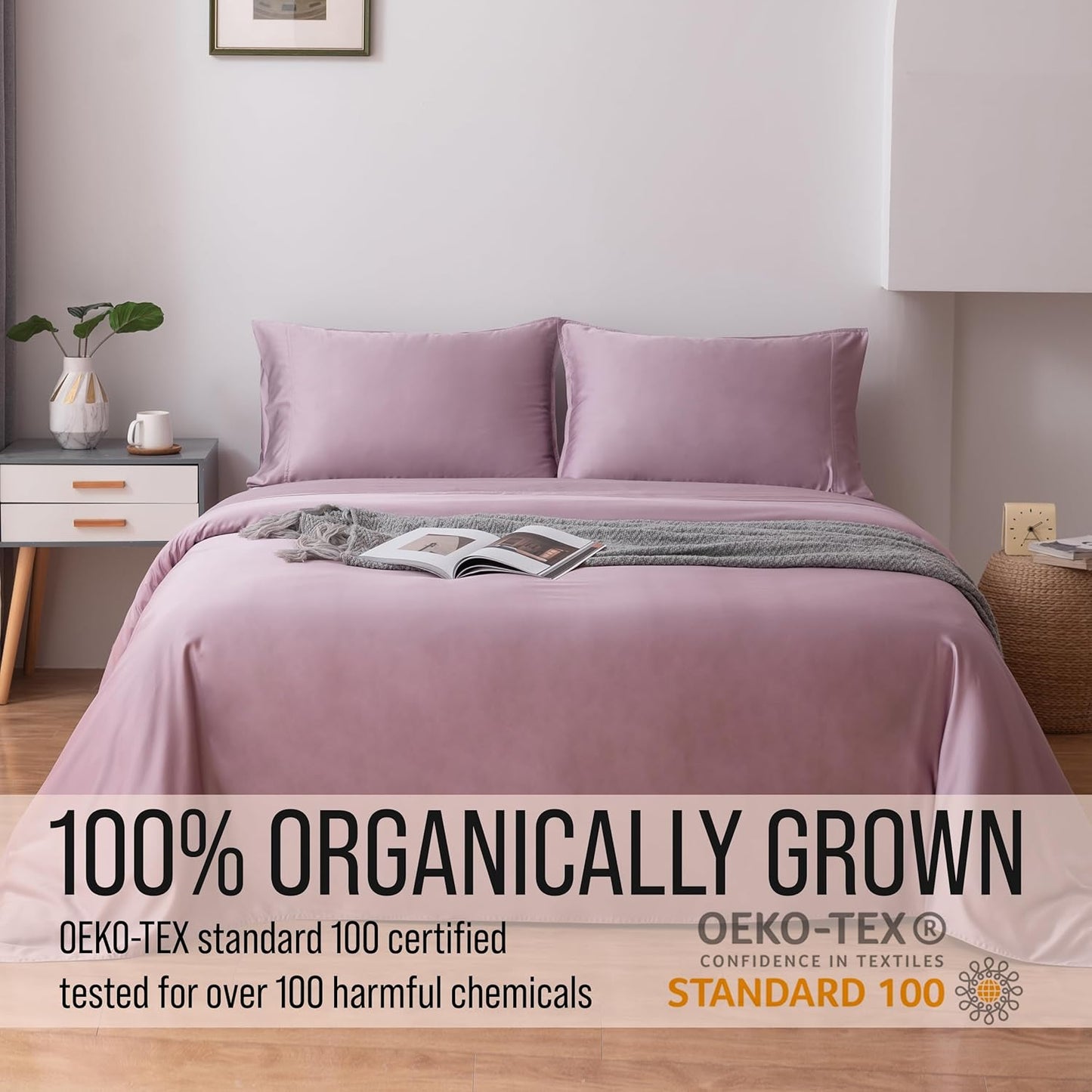 Bella Coterie Luxury Bamboo Viscose Cal King Size Sheet Set | 100% Organically Grown | Ultra Soft | Cooling for Hot Sleepers | 18" Deep Pocket [Lilac]