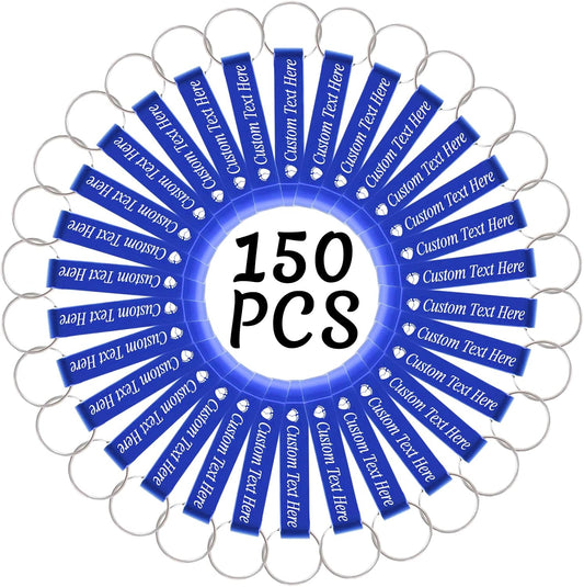 150PCS Personalized Bottle Opener Keychain Bulk Custom Beer Bottle Opener with Logo Text Engraved Wedding Bottle Opener Favors Customized Gifts for Guests Baby Shower Birthday Party-Blue