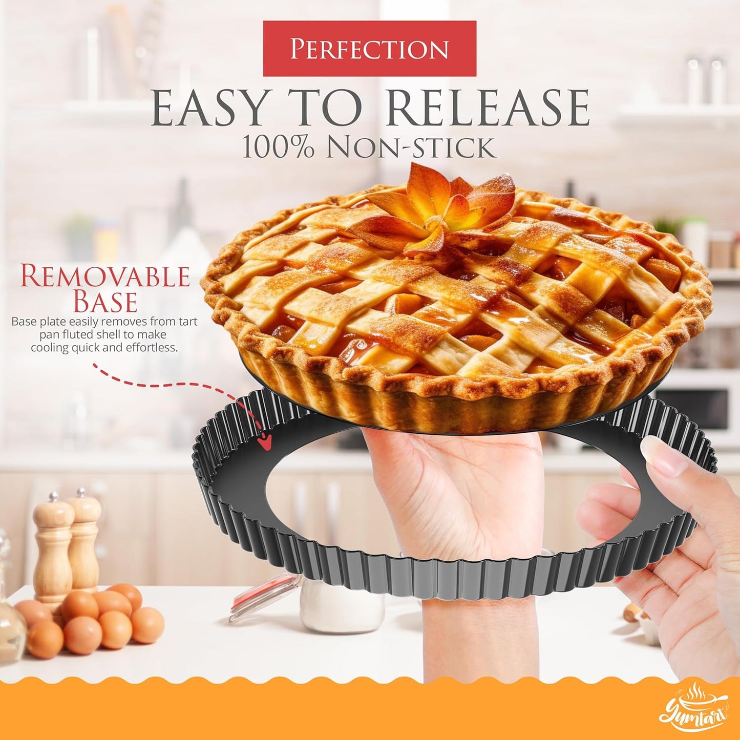 Bundle Pack 9" and 4" Mini Tart and Quiche Pan Combo, False Bottom, Deep Fluted Tart and Quiche with Removable Bottom - Non-Stick