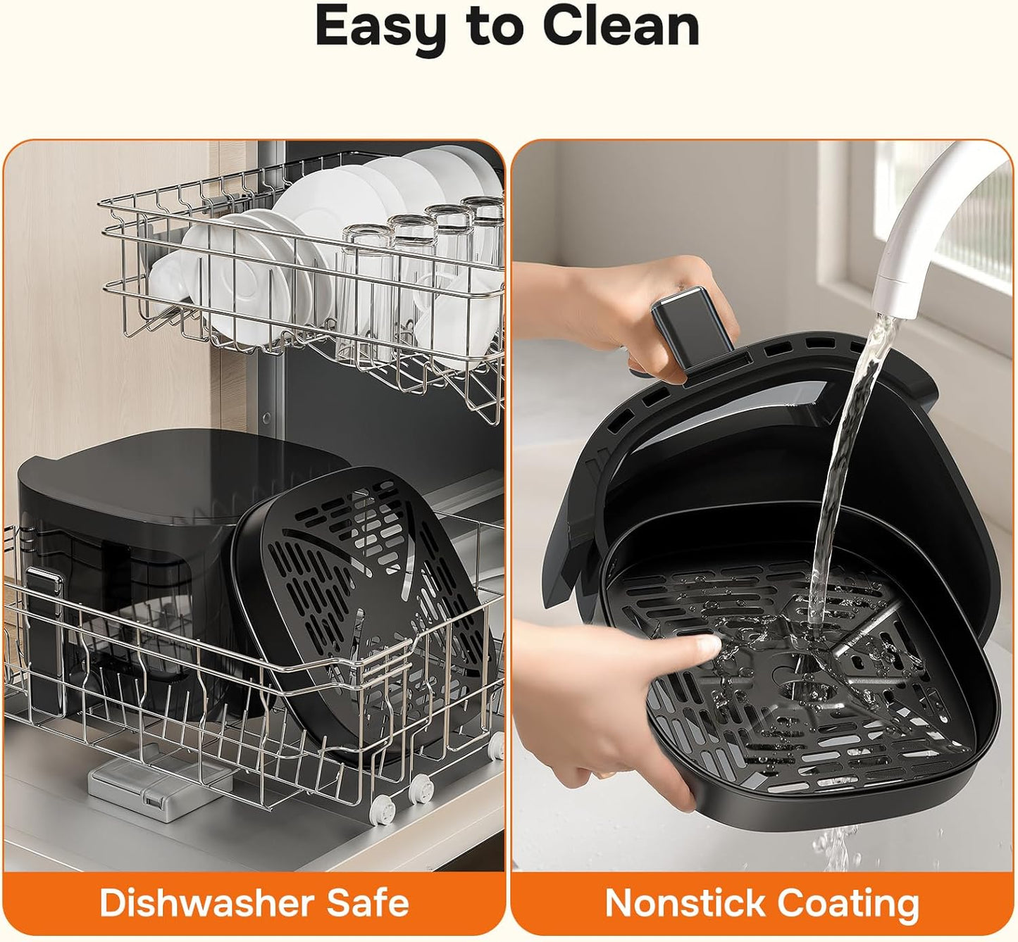 Simple Deluxe Air Fryer - 6.34 QT Digital Airfryer with Visible Window, 12 Presets Functions, Nonstick and Dishwasher-Safe Basket, 1700W, Gray