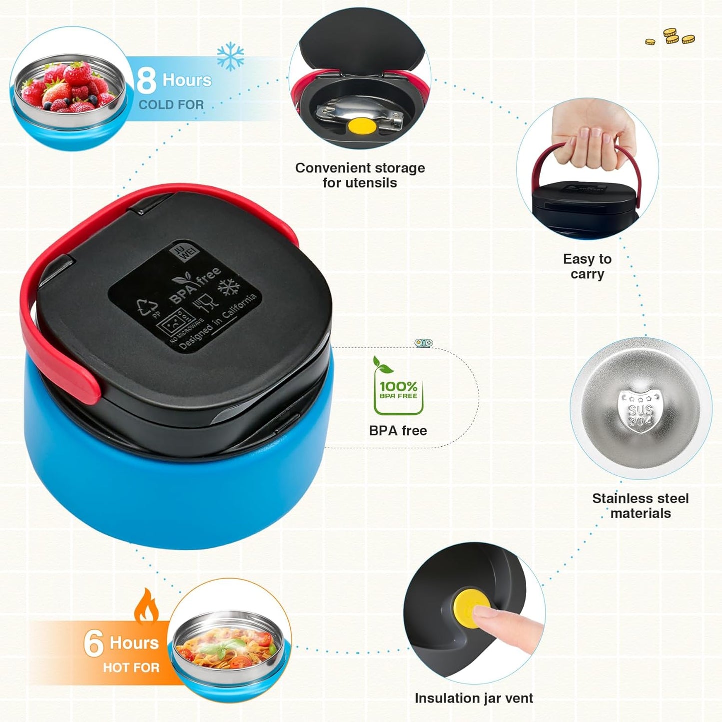 Game Lunch Box for Kids with Thermo, 9 OZ Stainless Food Jar & Insulated Lunch Bag, BPA-Free Kids Lunch Bento Box with Sauce Cup, Leakproof Lunch Box Set for Boys & Girs, School, Travel