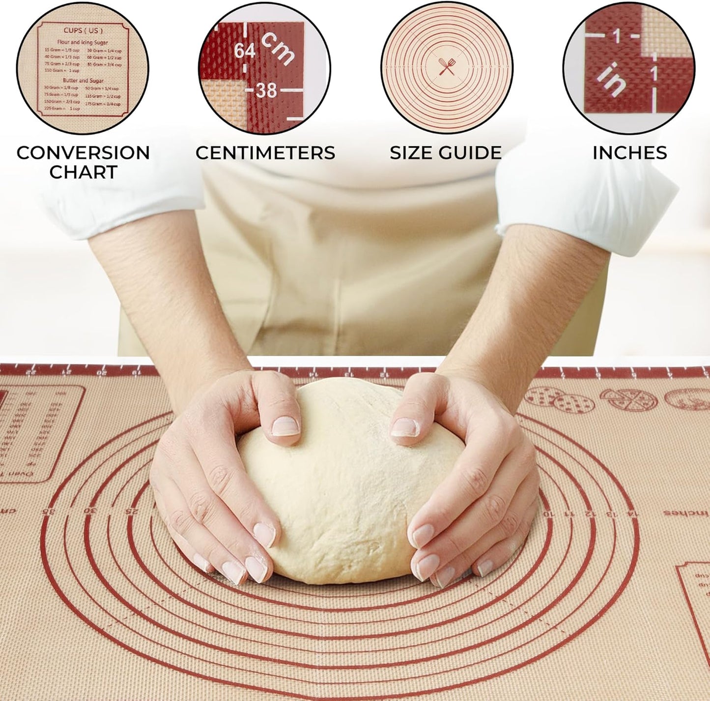 Zulay Kitchen Silicone Baking Mat Sheet - Reusable Silicone Baking Sheet - Easy & Convenient Nonstick Baking Supplies - Mats for Baking - Oven Safe - 16.5"x11.6" (Light Red)