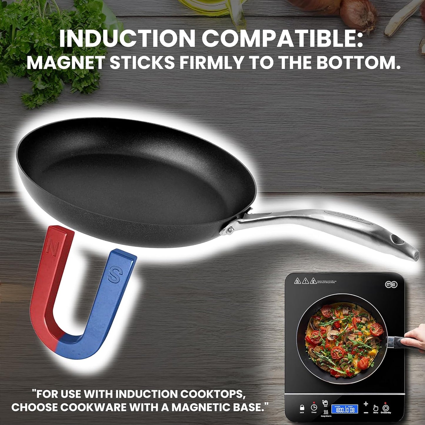 OMEO Portable Induction Cooktop Hot Plate Countertop Burner 1800 Watts Induction Burner with LCD Sensor Touch, LED Display, 10 Temperature Levels, Child Safety Lock, Auto Shutoff Function